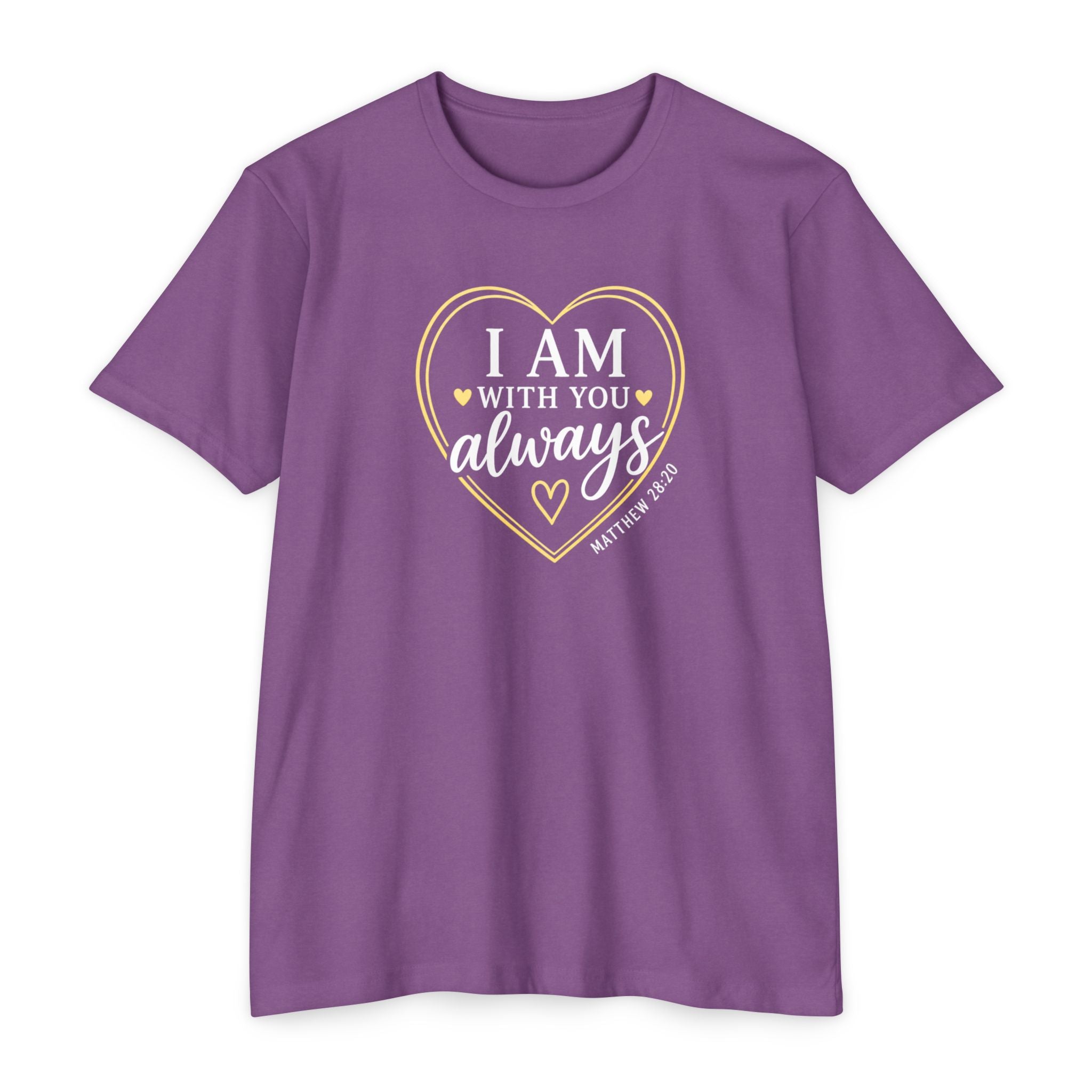 Womens I Am With You Always T-Shirt | Inspirational Script, Floral Accent