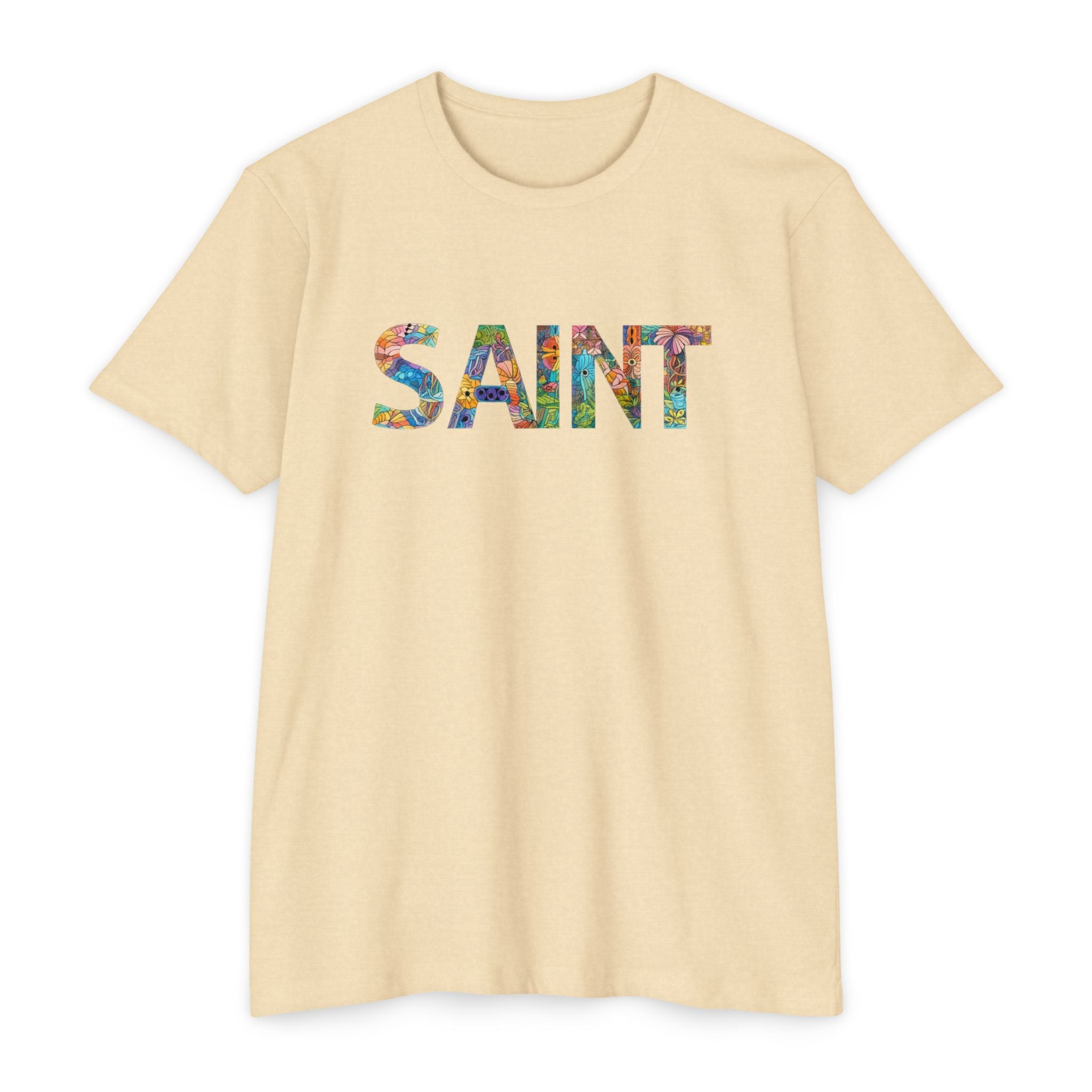 Womens Saint Floral Print T-shirt | 'SAINT' Flower Lettering Tee