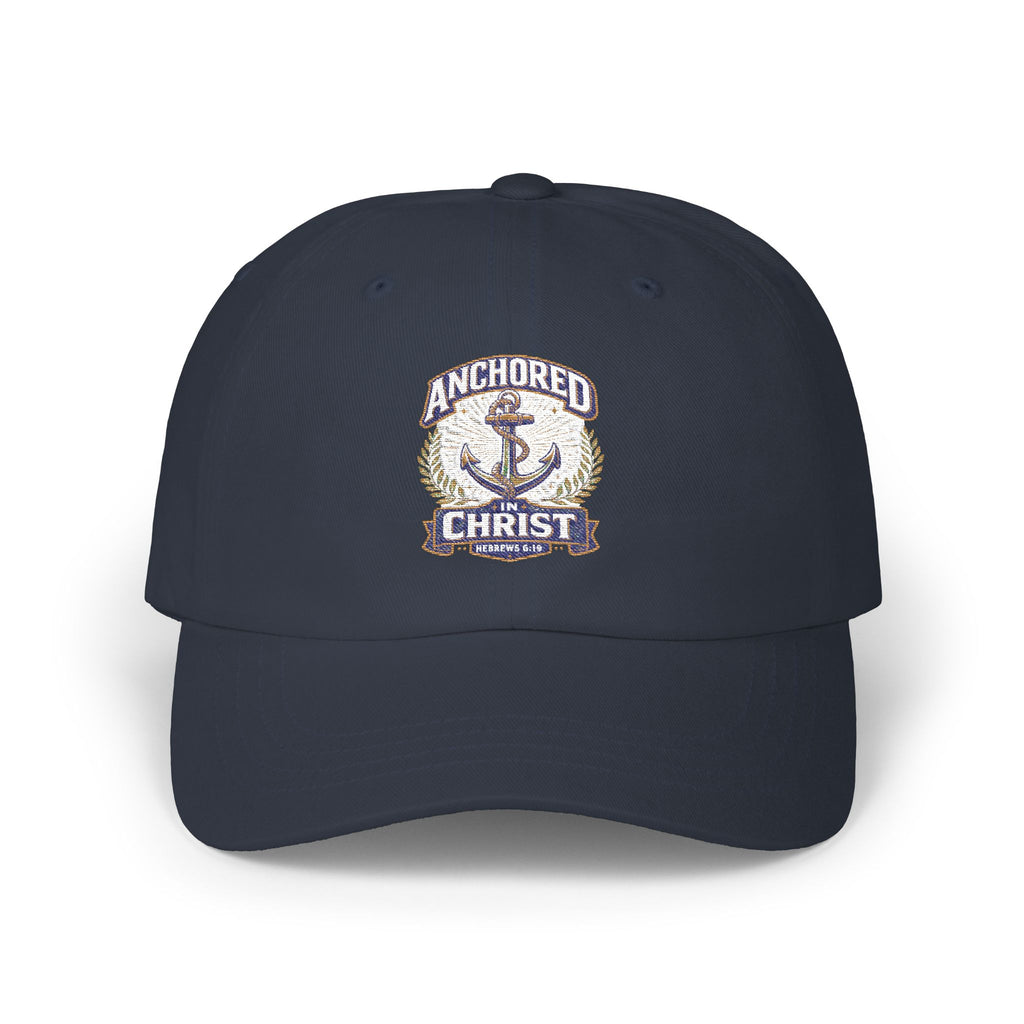 Anchored in Christ Dad Cap — Embroidered Anchor Christian Baseball Hat