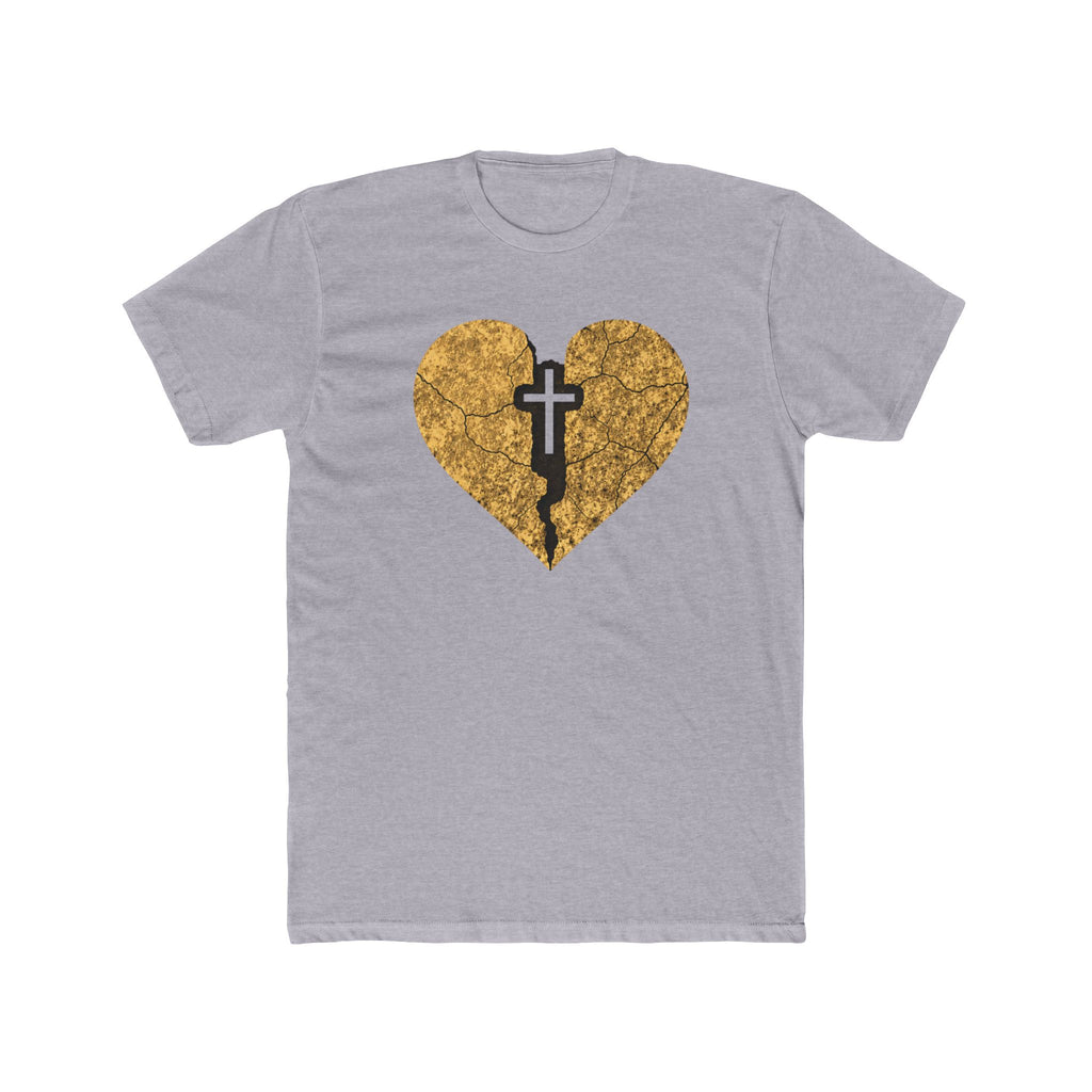 Cracked Gold Heart with Cross T-Shirt | Christian Faith Tee