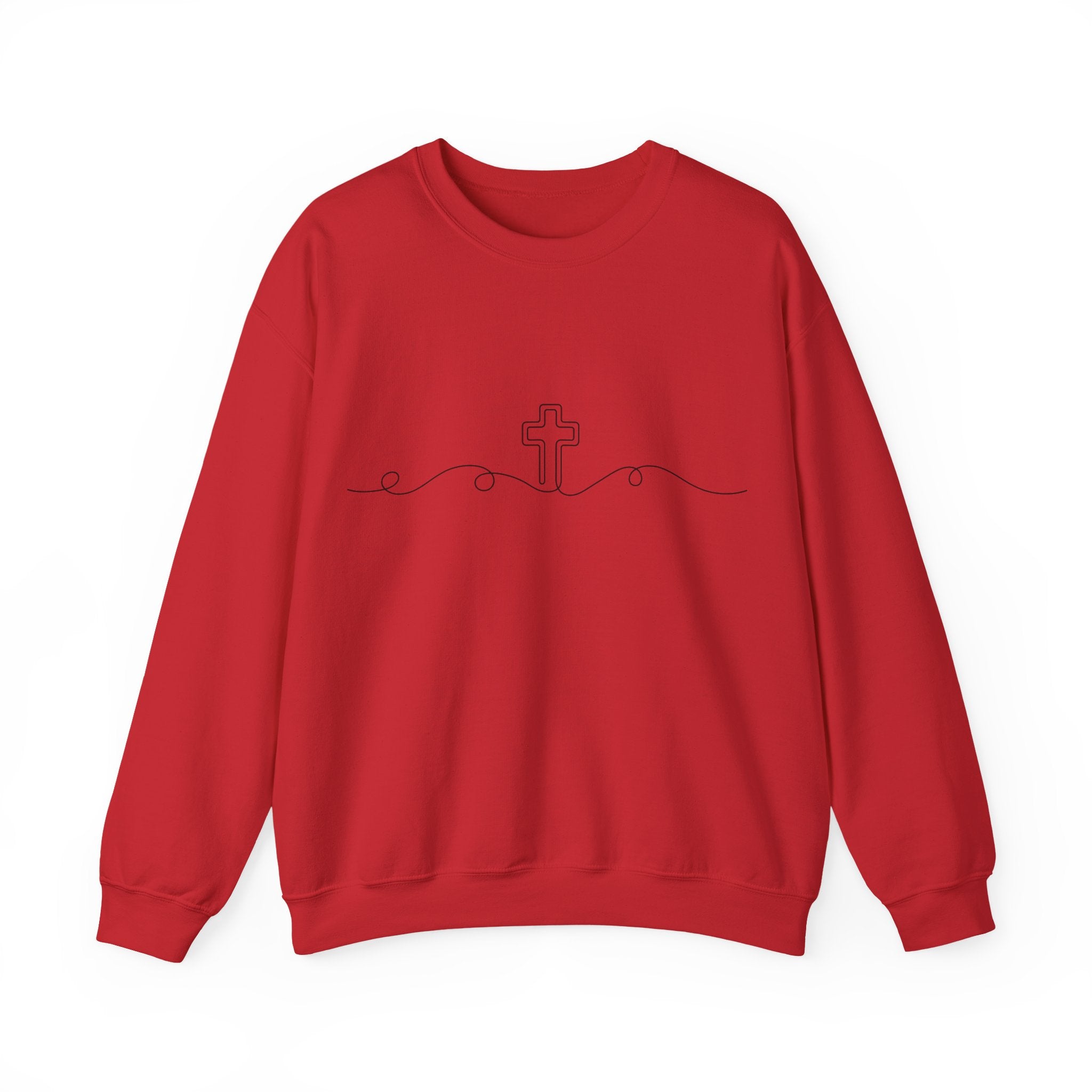 Womens Minimal Cross Line Crewneck Sweatshirt