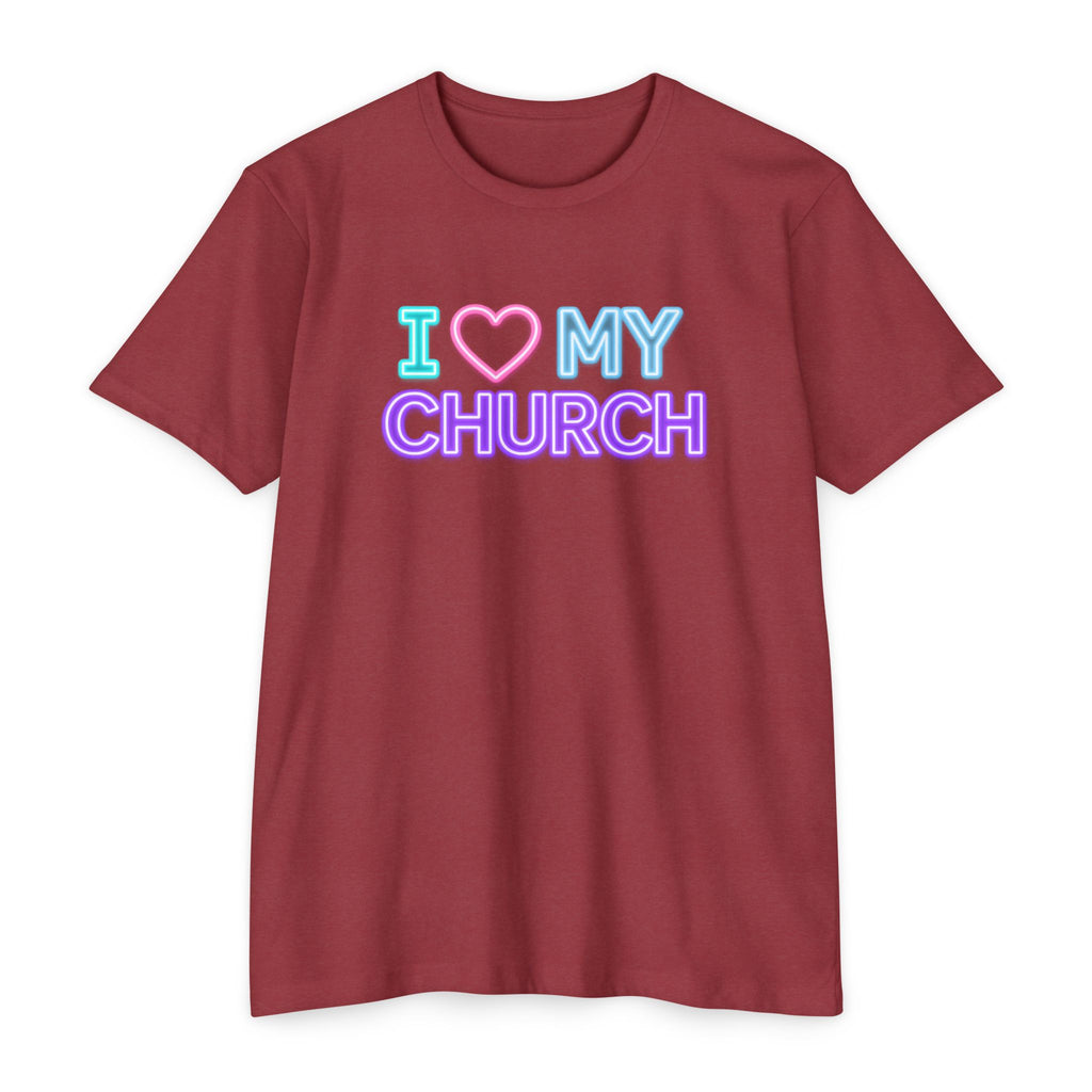 Womens I Love My Church T-Shirt | Tie Dye Heart Lettering