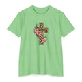 Womens Floral/ Leopard Cross T-Shirt Graphic Tee