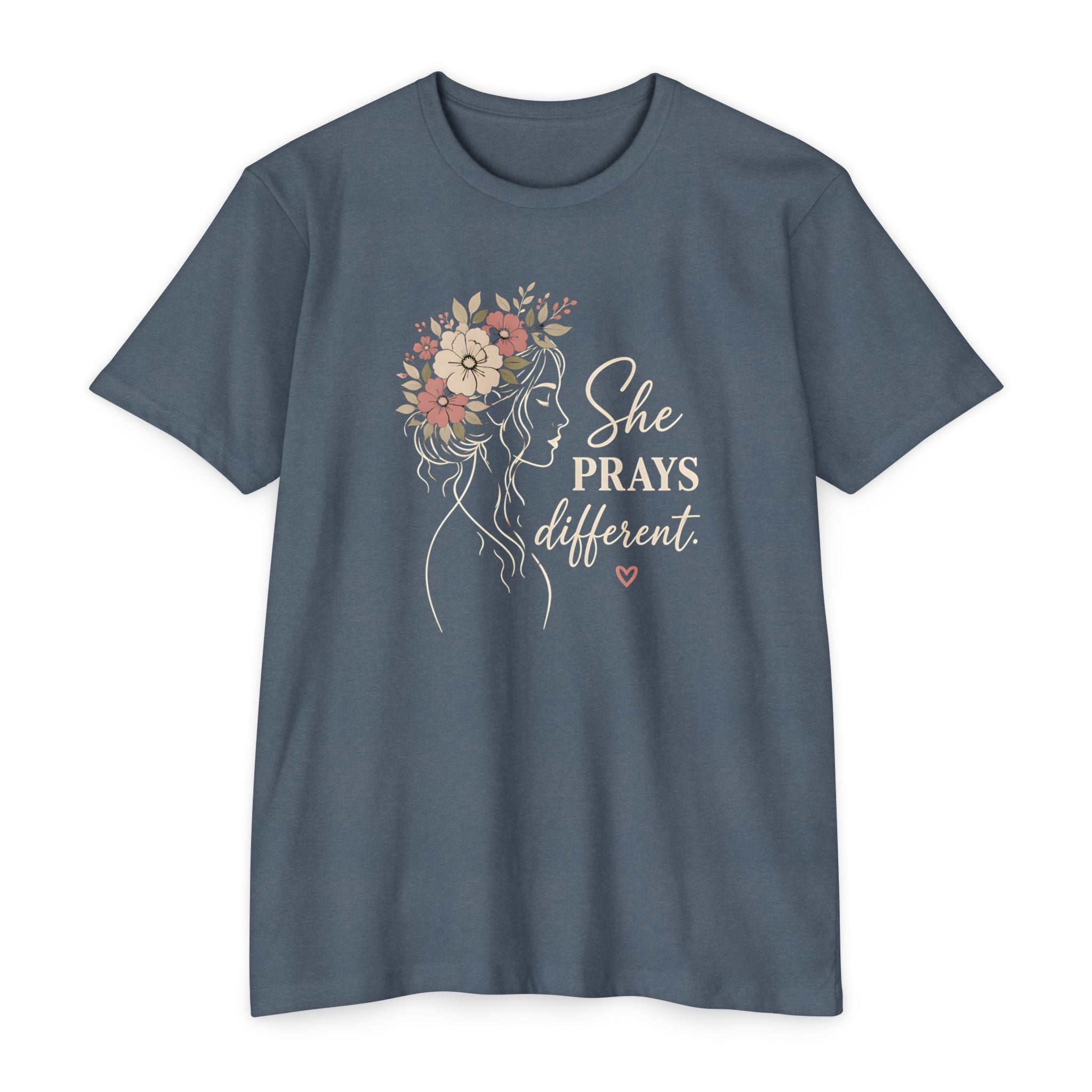 "She Prays Different" Floral Faith Tee