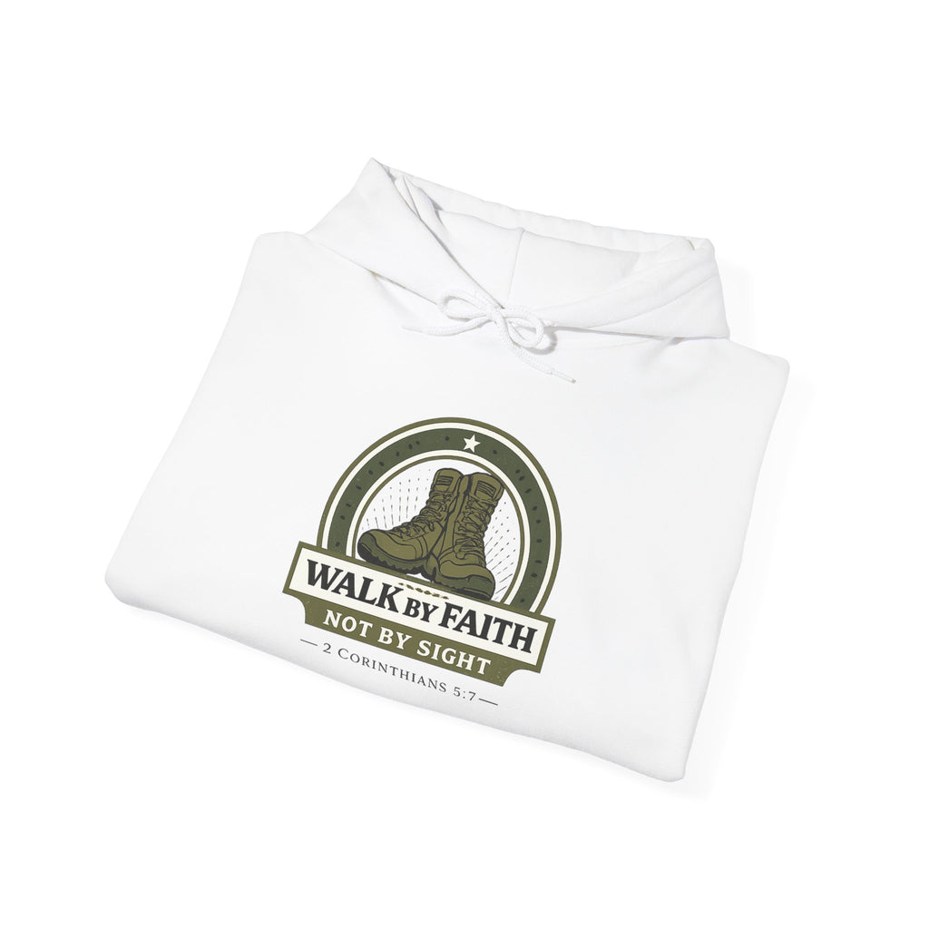 Mens Walk By Faith Hoodie – Inspirational Christian Faith Sweatshirt