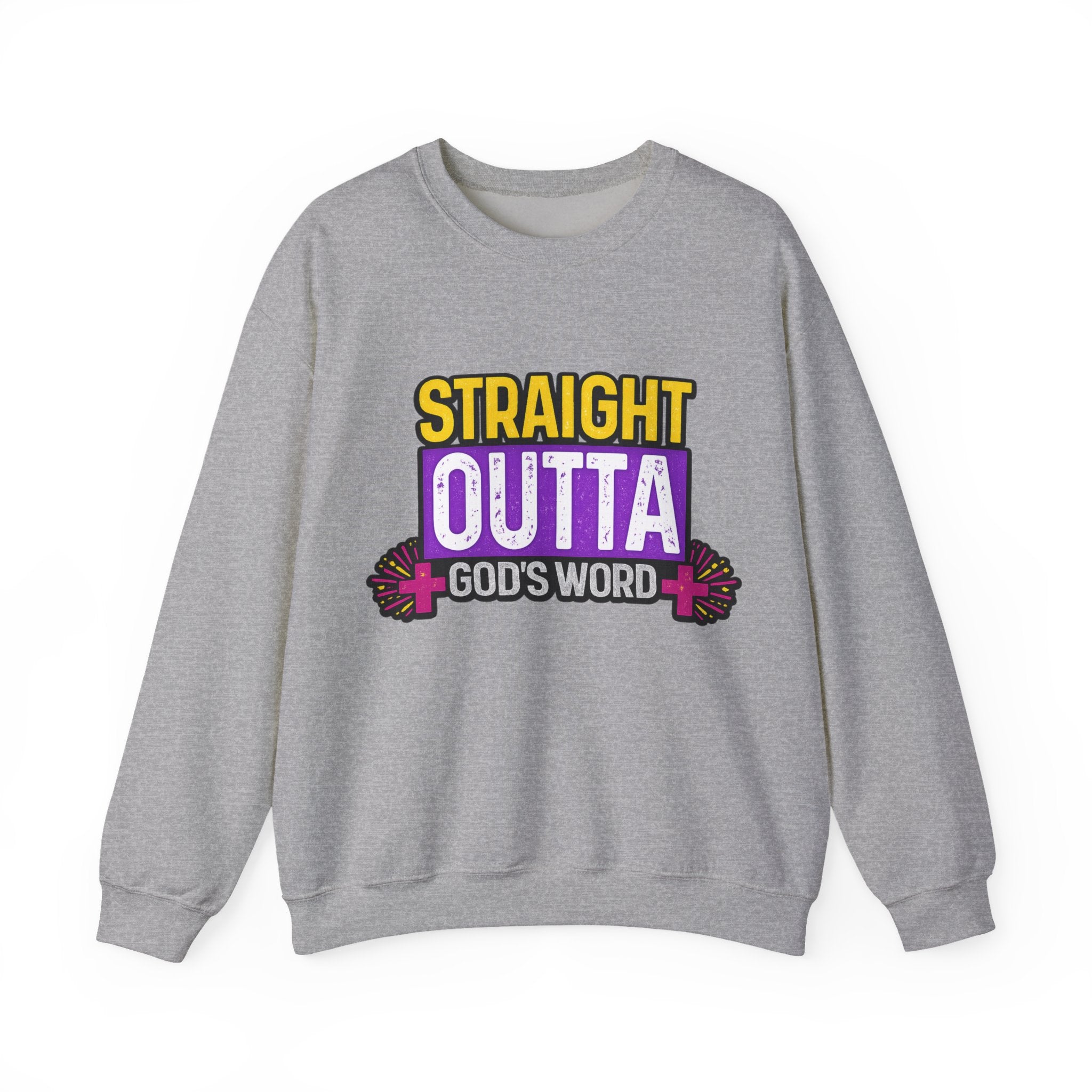 Womens Crewneck Sweatshirt — "Straight Outta God's Word" Christian Gospel Pullover