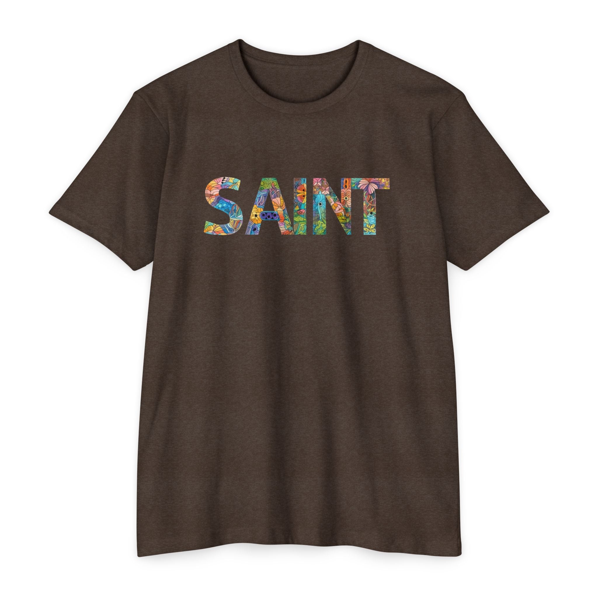 Womens Saint Floral Print T-shirt | 'SAINT' Flower Lettering Tee