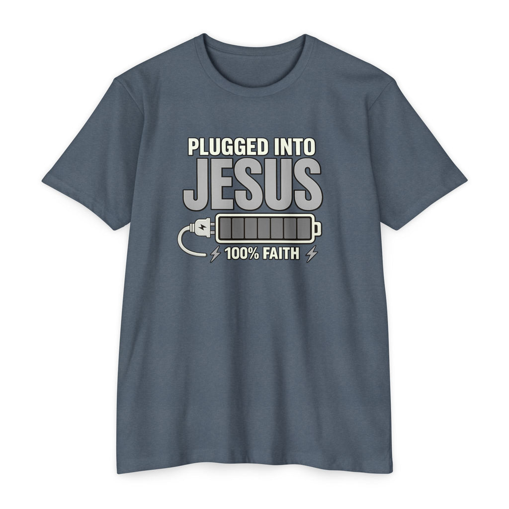 Women "Plugged Into Jesus" Faith Inspired Tee