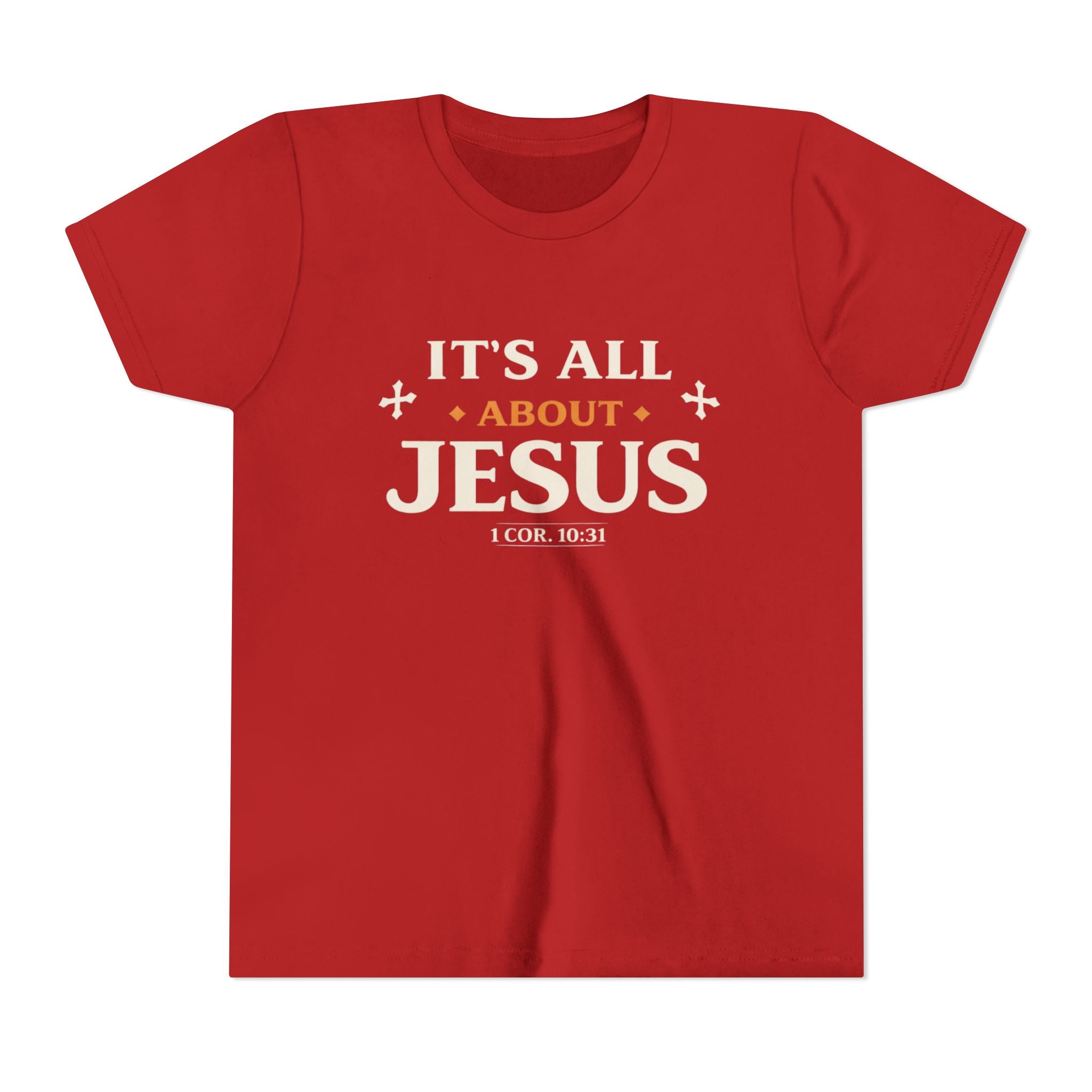 Boys Youth Tee - "It's All About Jesus" Christian Kids Shirt (1 Cor. 10:31)