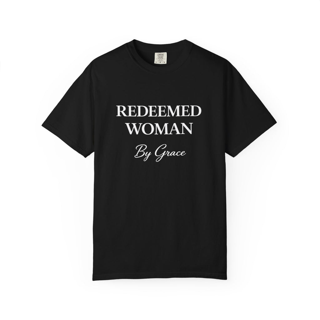 Redeemed Woman T-Shirt — "By Grace" Christian Faith Tee