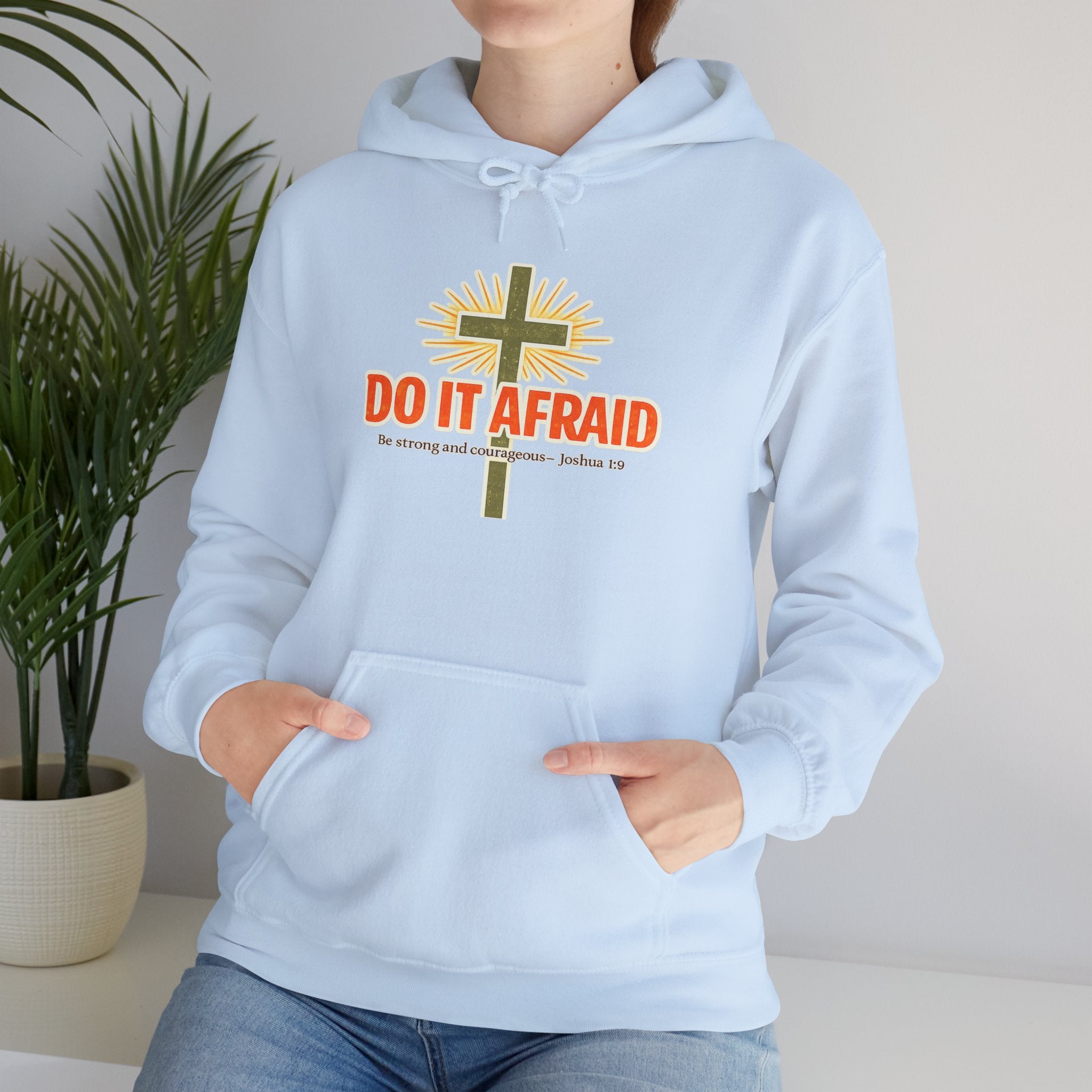 Mens Do It Afraid Cross Hoodie — Christian Encouragement Pullover