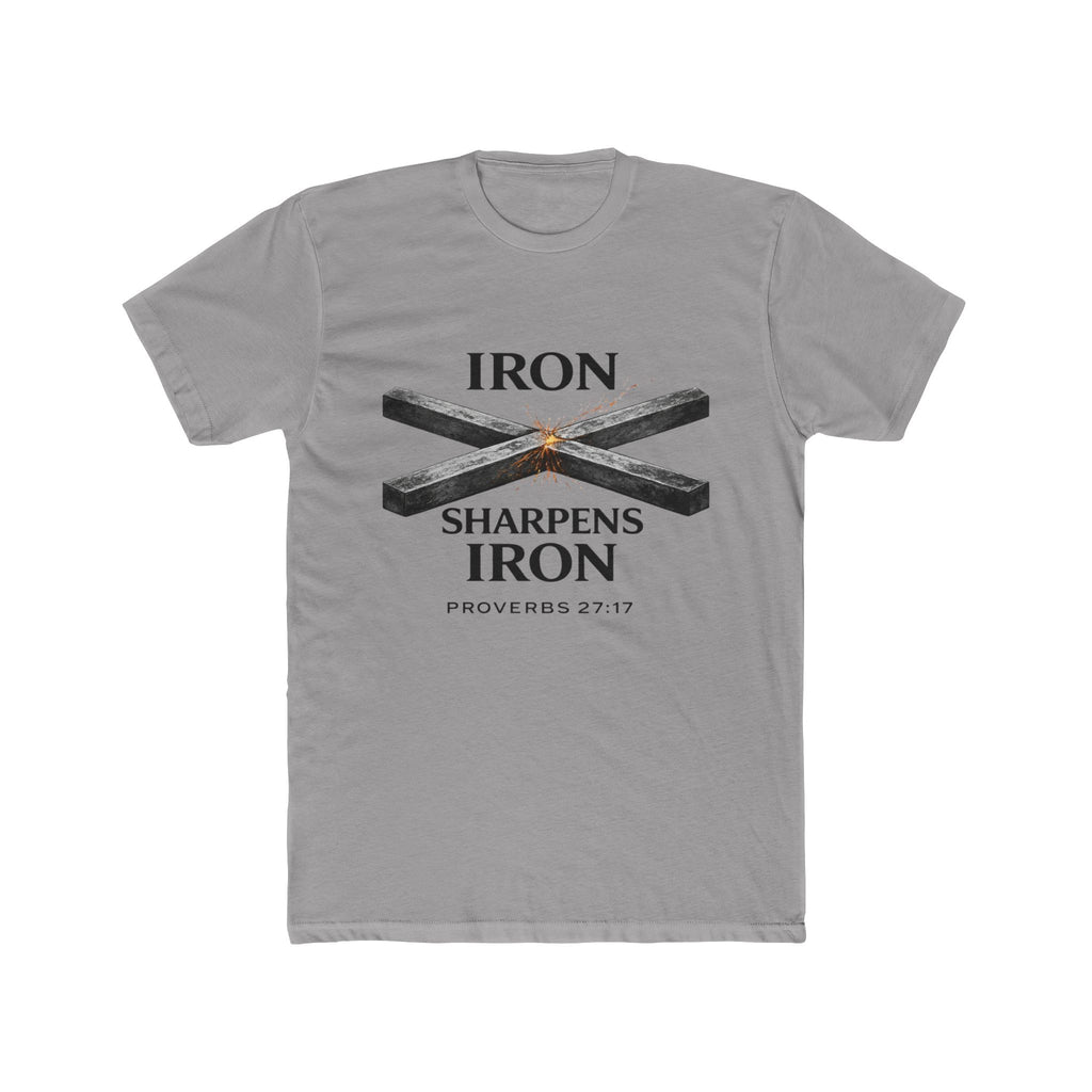 Iron Sharpens Iron T‑Shirt — Proverbs 27:17 Christian Tee