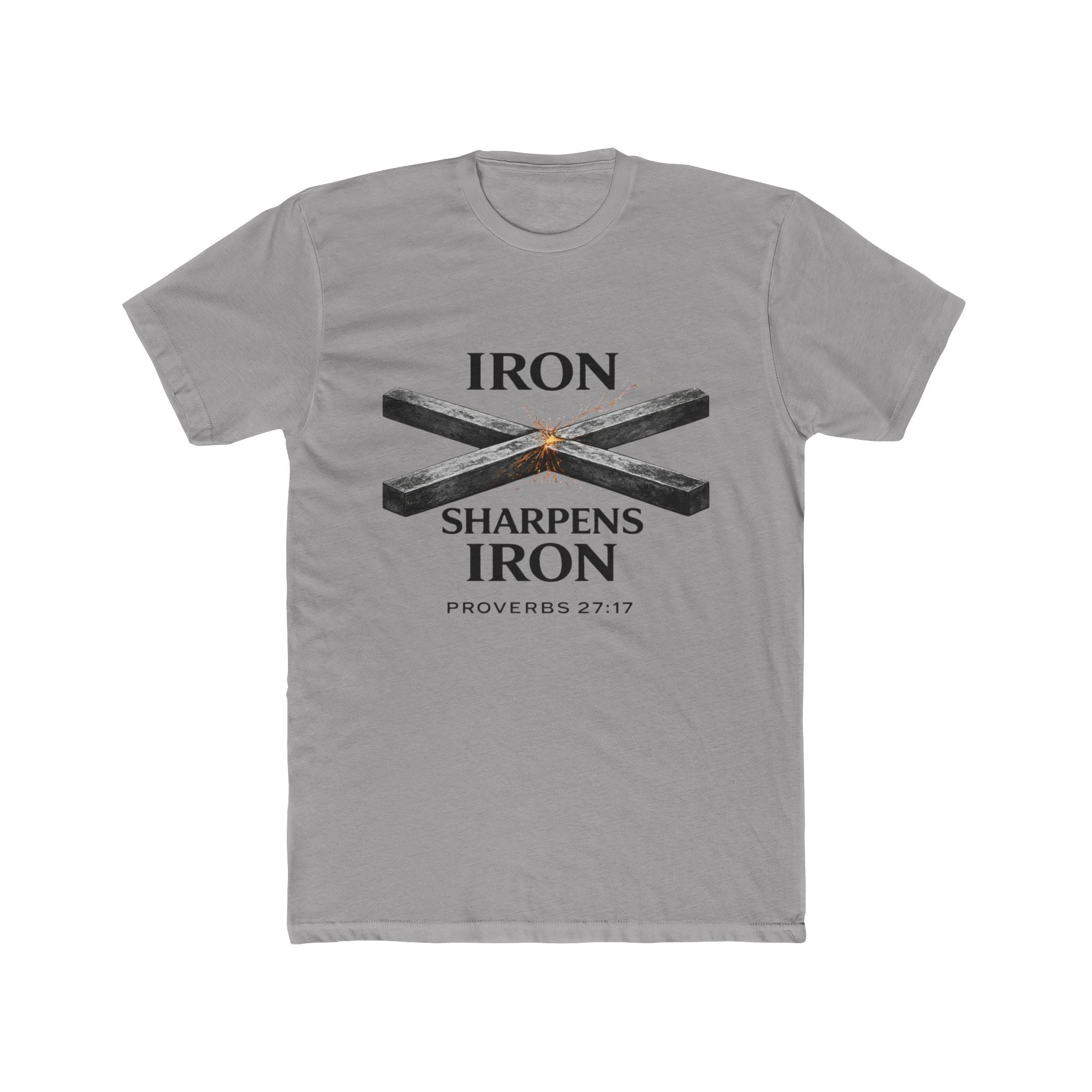 Iron Sharpens Iron T‑Shirt — Proverbs 27:17 Christian Tee