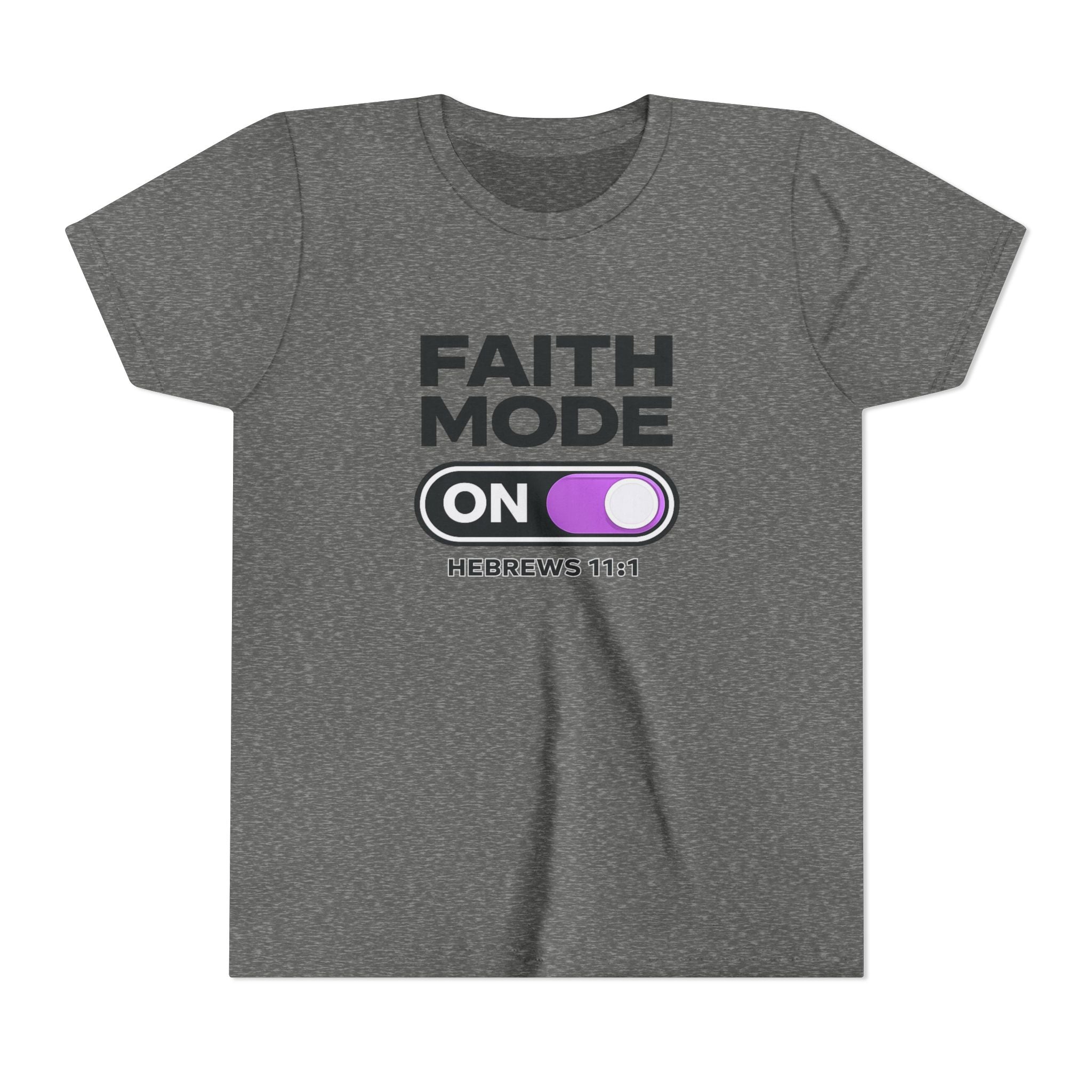 Faith Mode On Youth Tee — Hebrews 11:1 Christian Kids Shirt