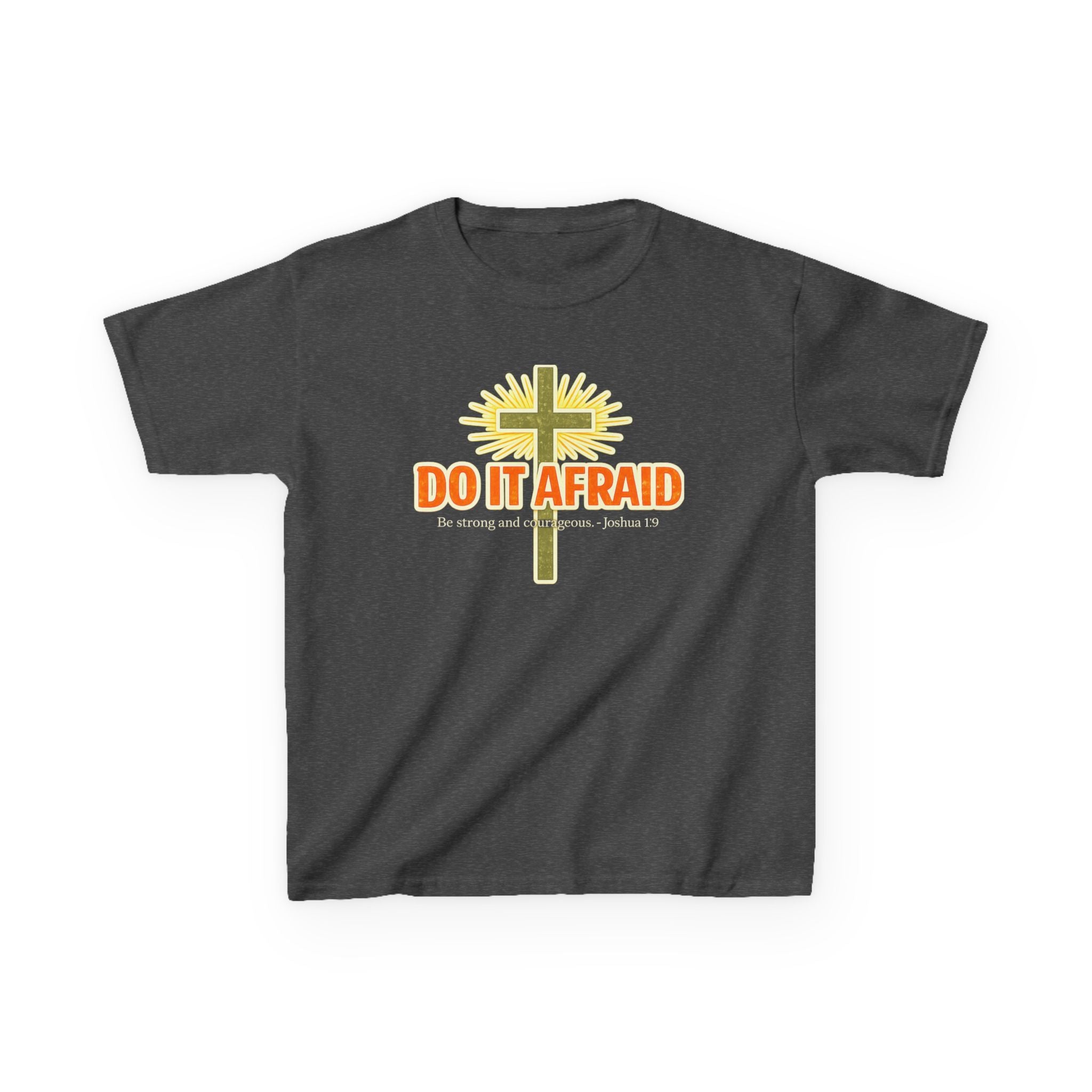 Boys Tshirt "Do It Afraid" Cross Christian Shirt (Joshua 1:9)