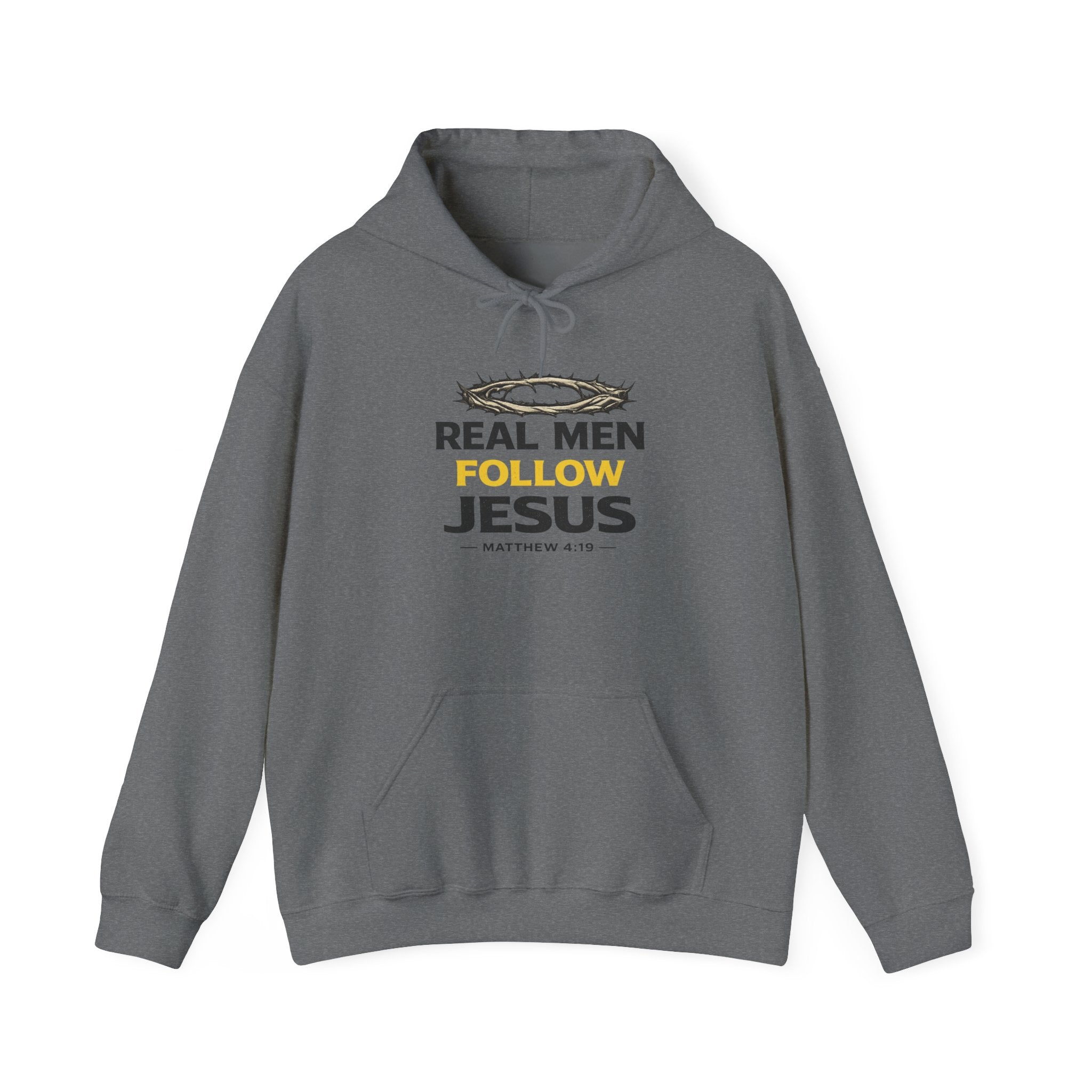Real Men Follow Jesus Hoodie — Christian Faith Sweatshirt (Matthew 4:19)