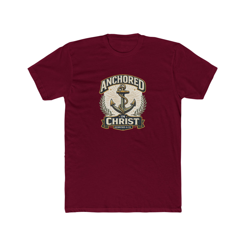 Mens Anchored In Christ Christian T-shirt Faith Inspired| Wearing your Faith