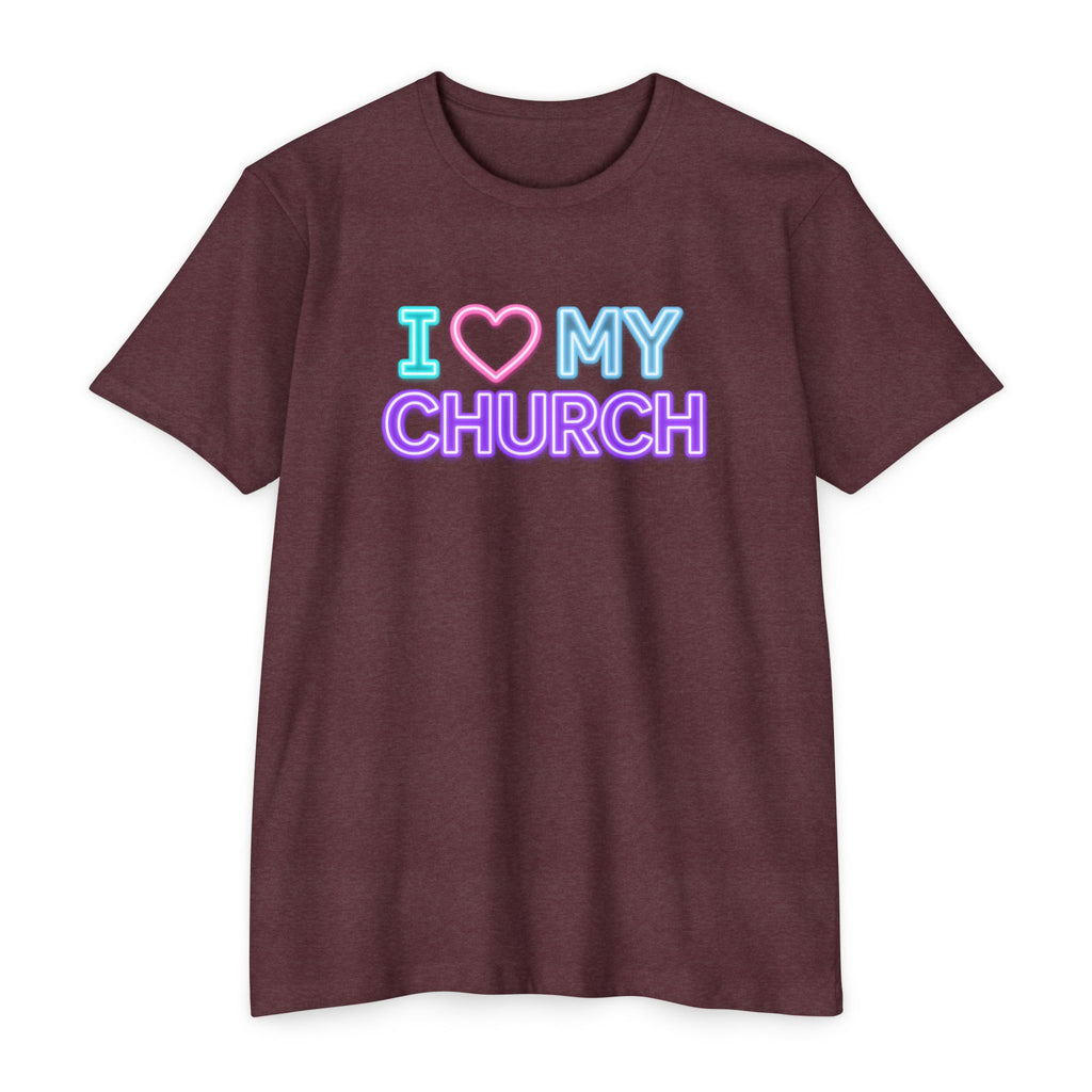 Womens I Love My Church T-Shirt | Tie Dye Heart Lettering