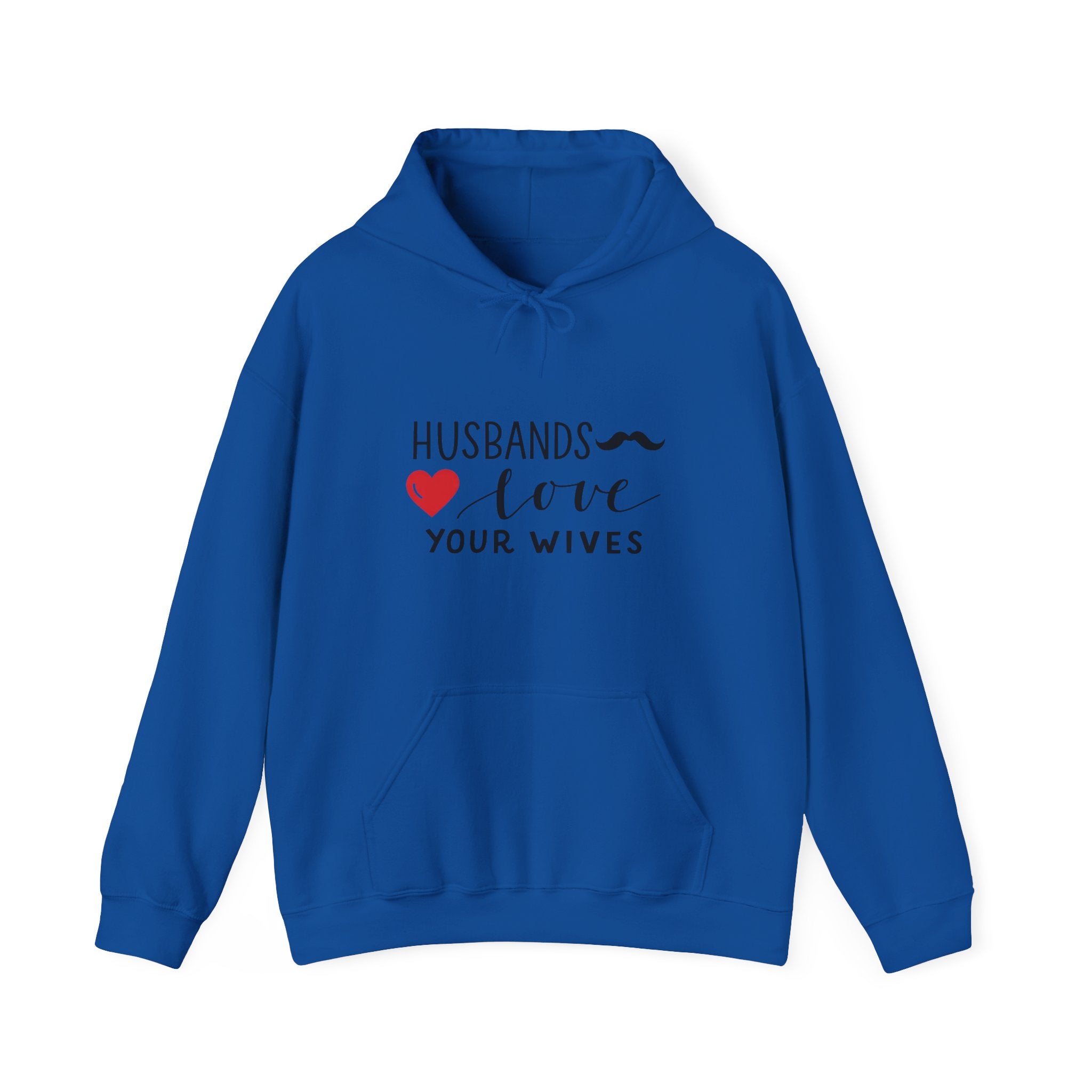 Mens Hoodie  "Husbands Love Your Wives" Heart & Mustache Christian Marriage Hoodie