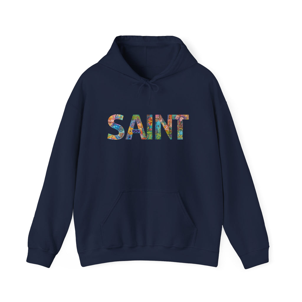 Womens Saint Floral Hoodie — Colorful 'SAINT' Graphic Pullover
