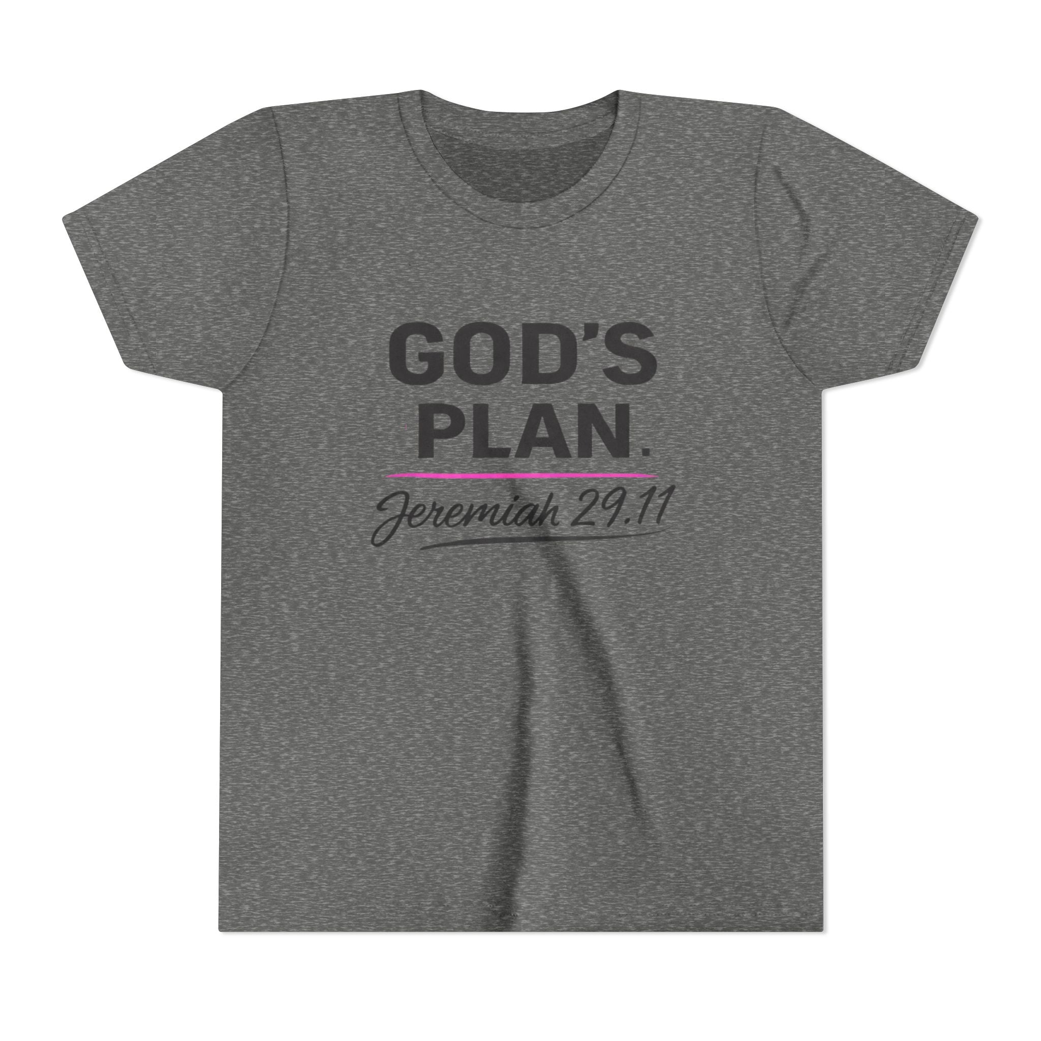 Girls Youth Tee — "God's Plan" Jeremiah 29:11 Christian Faith T-shirt