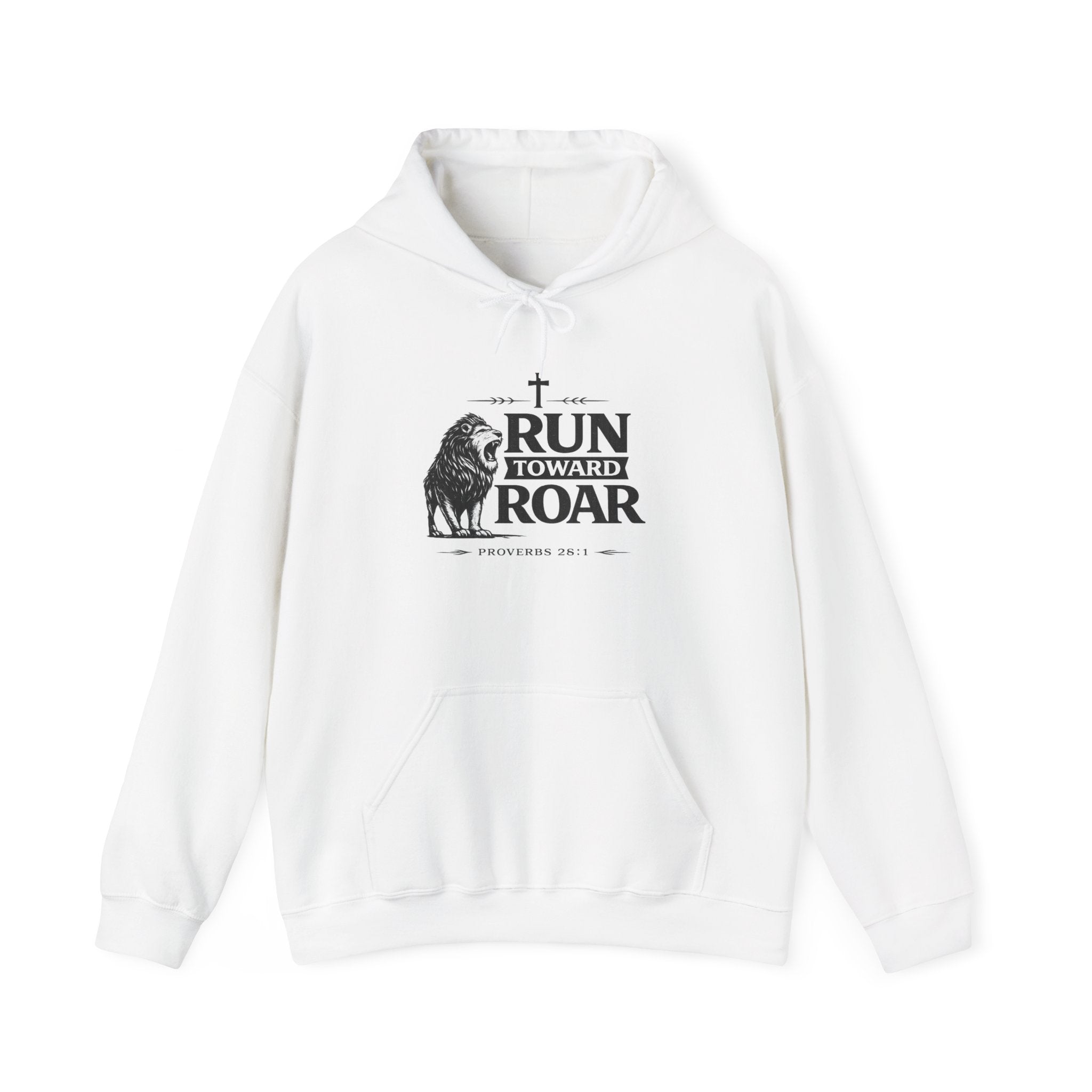 Mens Run Toward the Roar Hoodie — Christian Lion Faith Sweatshirt