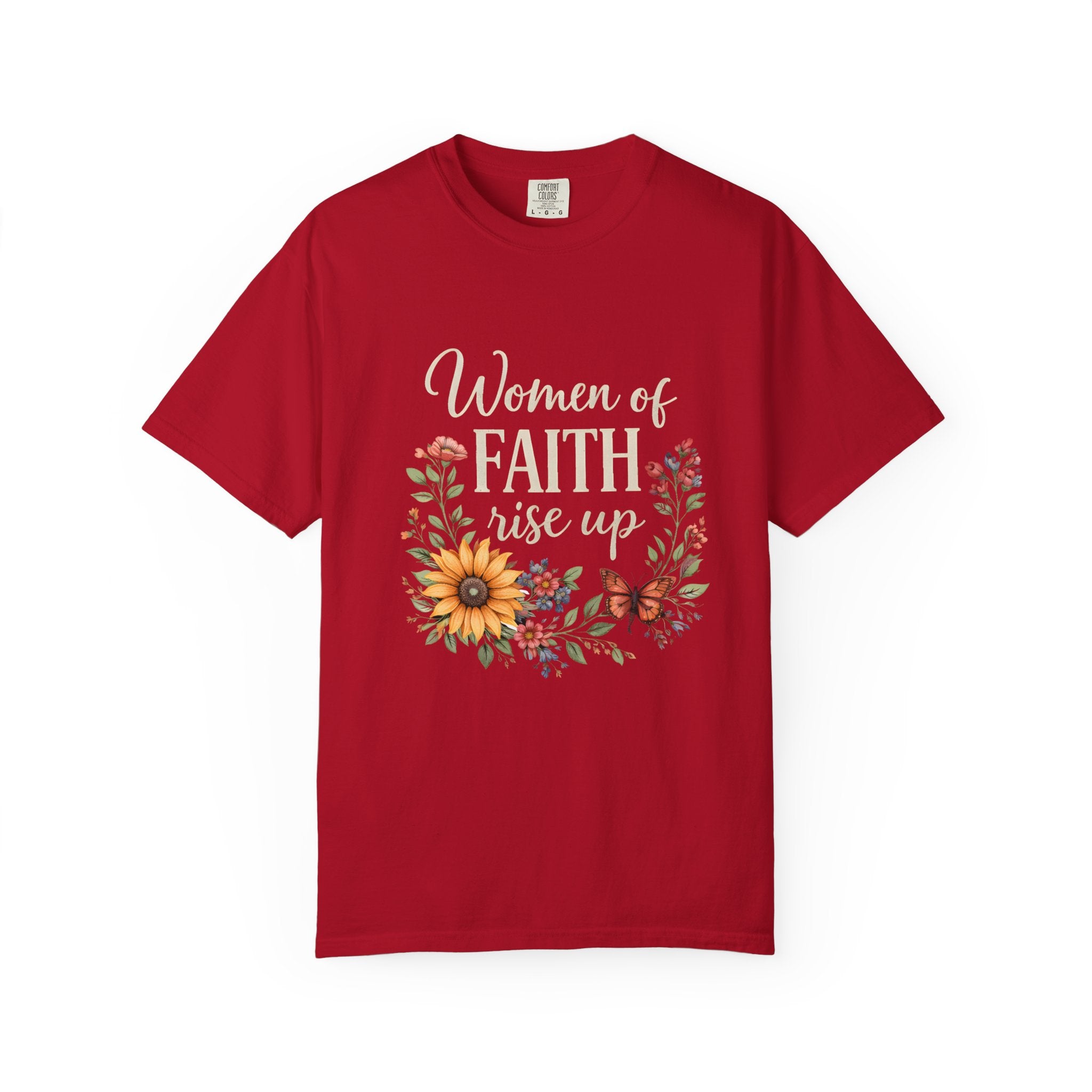 Women of Faith Rise Up T-Shirt — Floral Christian Inspirational Tee