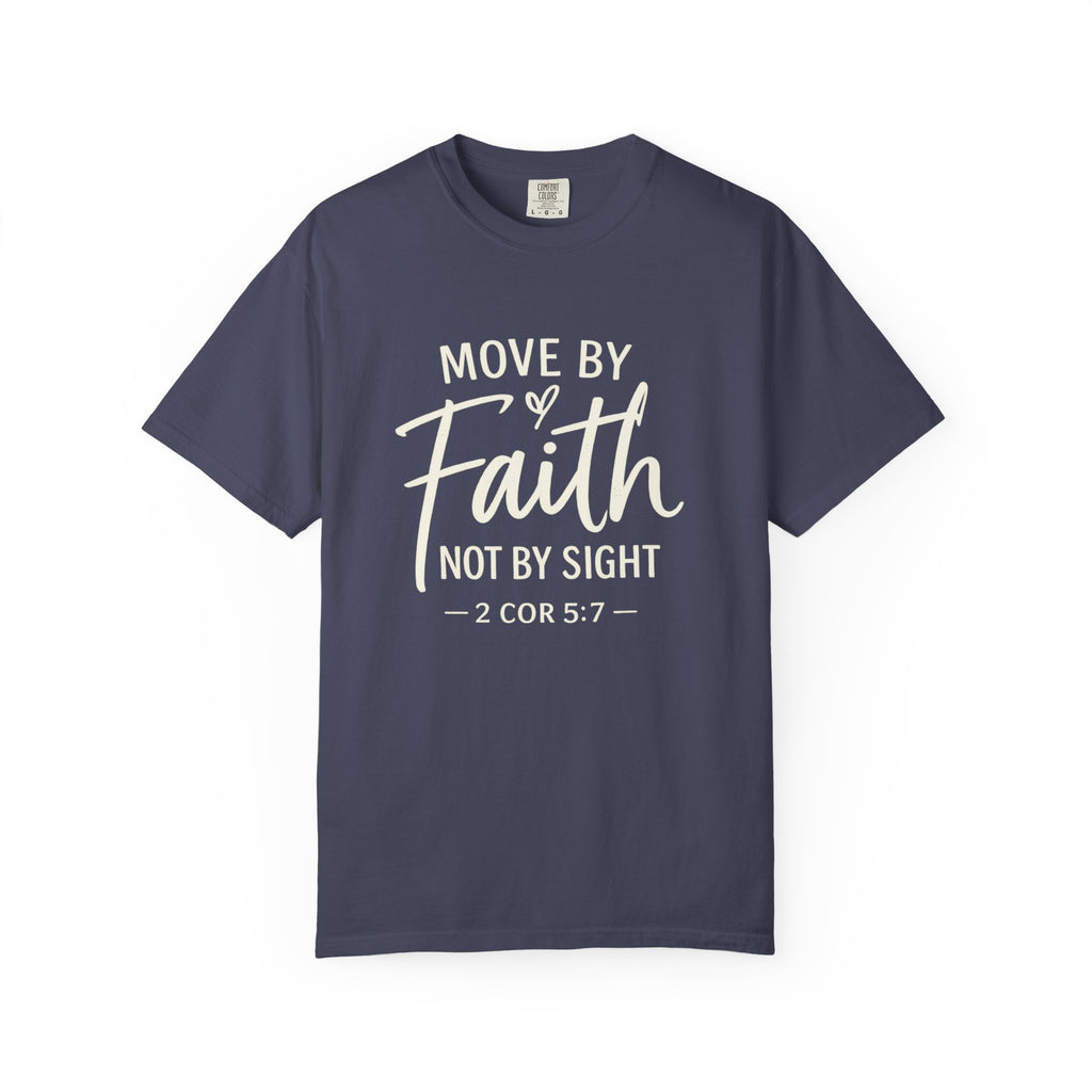 Move By Faith Not By Sight Minimal White Graphic Tee (Subtle Script Design)