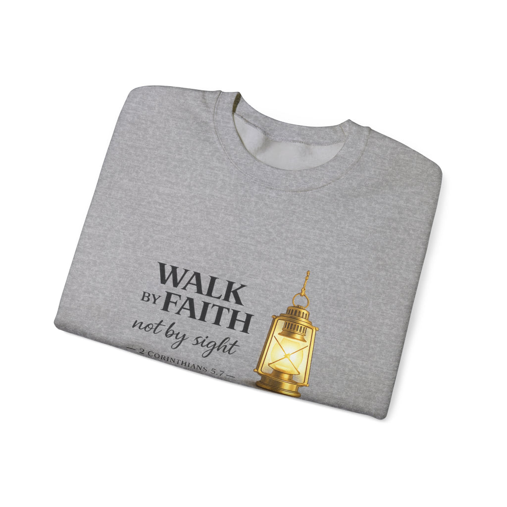 Womens "Walk By Faith Not By Sight" Classic White Crewneck Sweatshirt