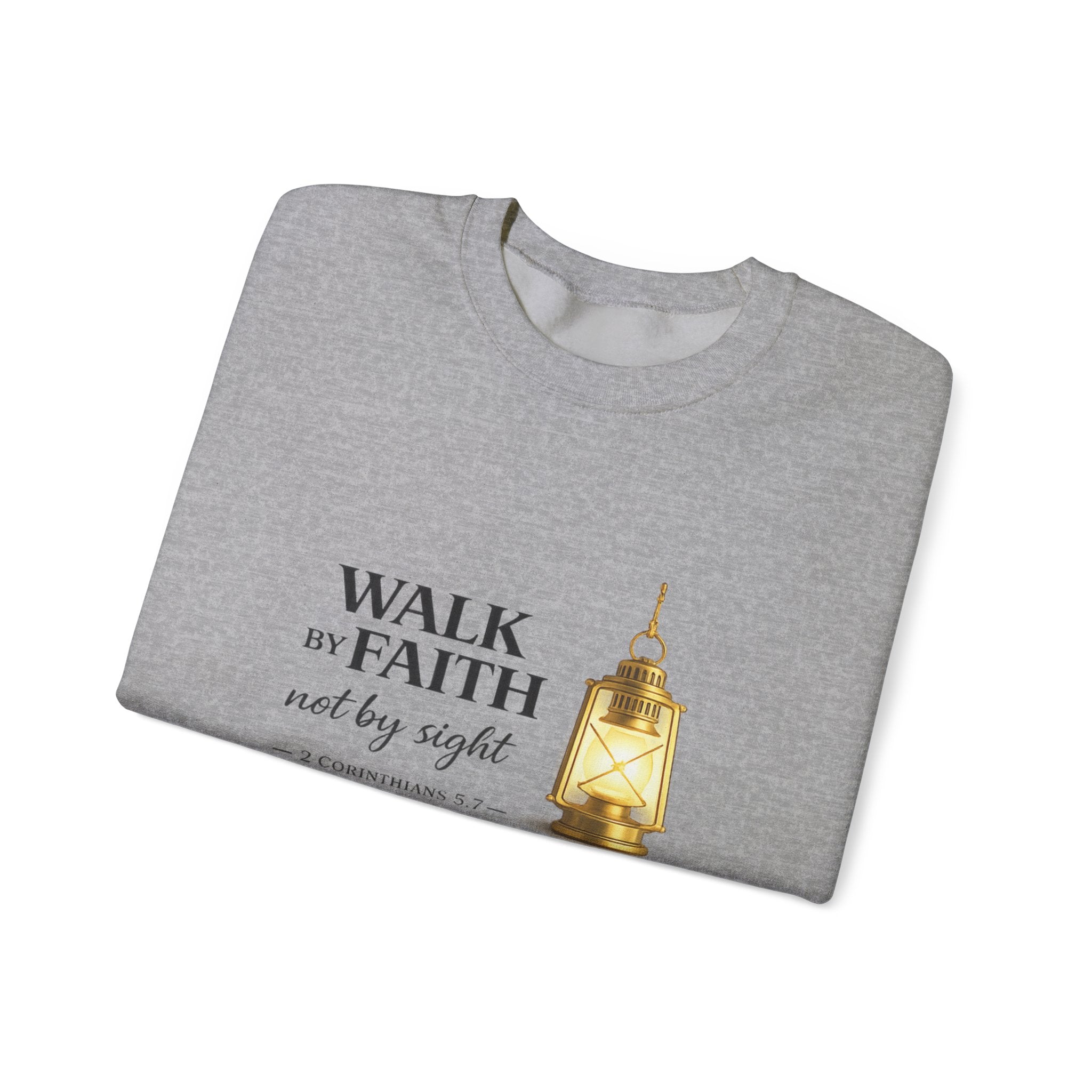 Womens "Walk By Faith Not By Sight" Classic White Crewneck Sweatshirt