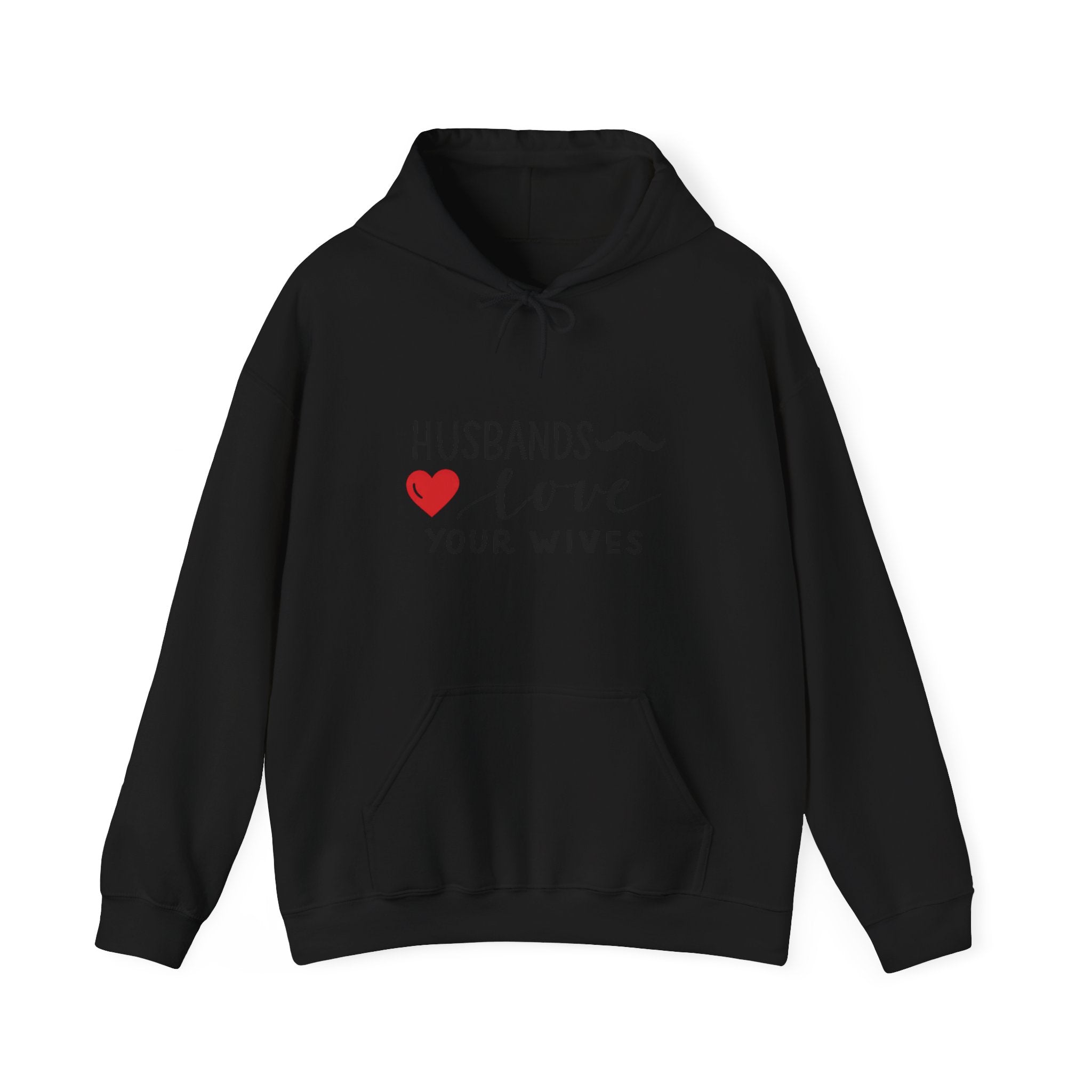 Mens Hoodie  "Husbands Love Your Wives" Heart & Mustache Christian Marriage Hoodie