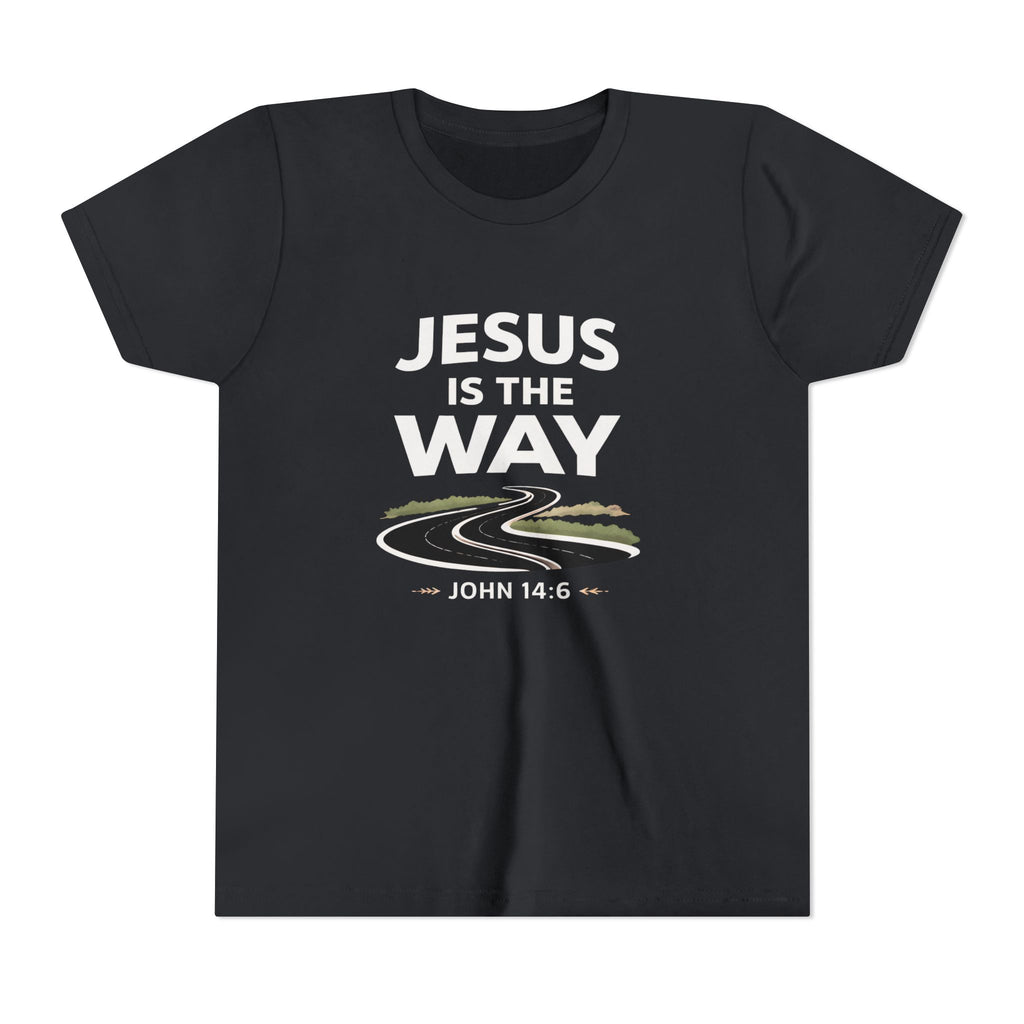 Boys Youth Tee — "Jesus Is The Way" Christian Graphic Shirt (John 14:6)