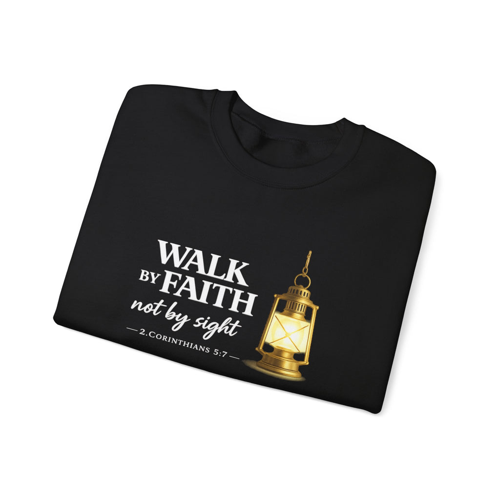Womens "Walk By Faith Not By Sight" Classic White Crewneck Sweatshirt