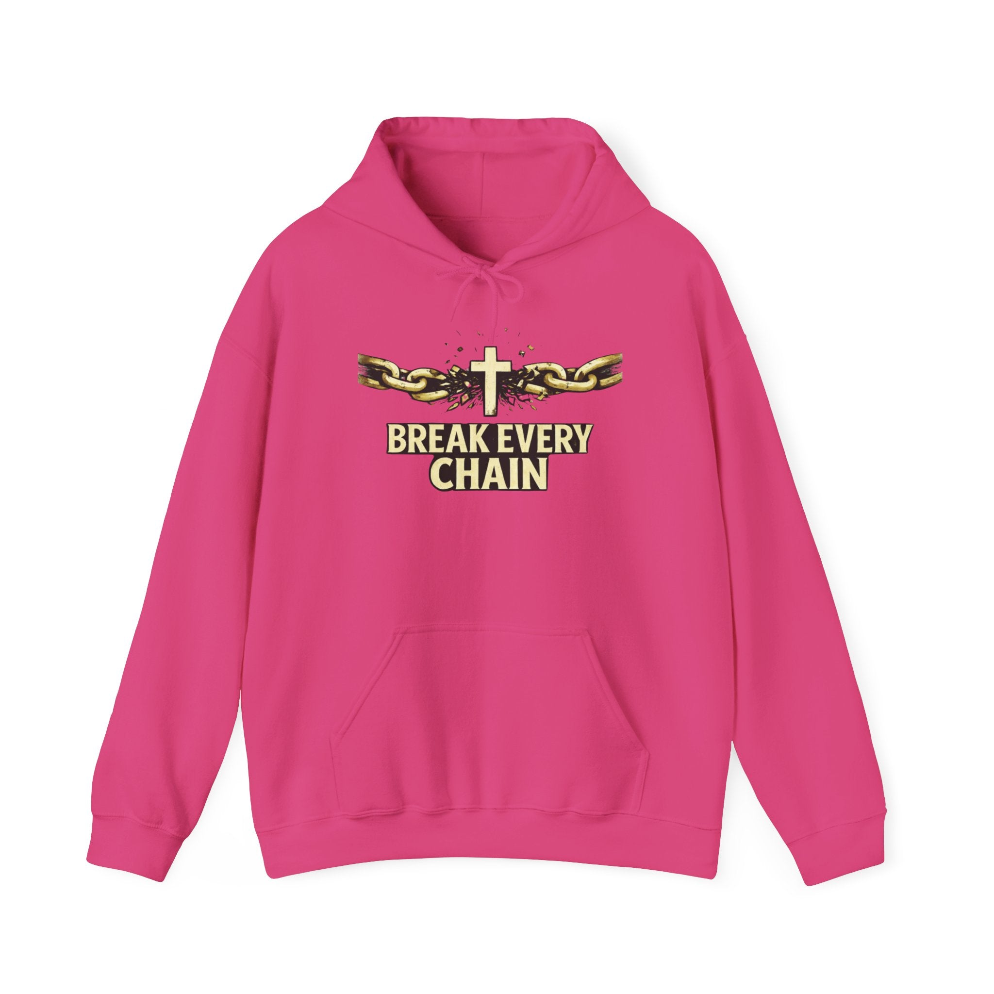 Mens Break Every Chain Hoodie — Christian Cross & Broken Chains Faith Sweatshirt
