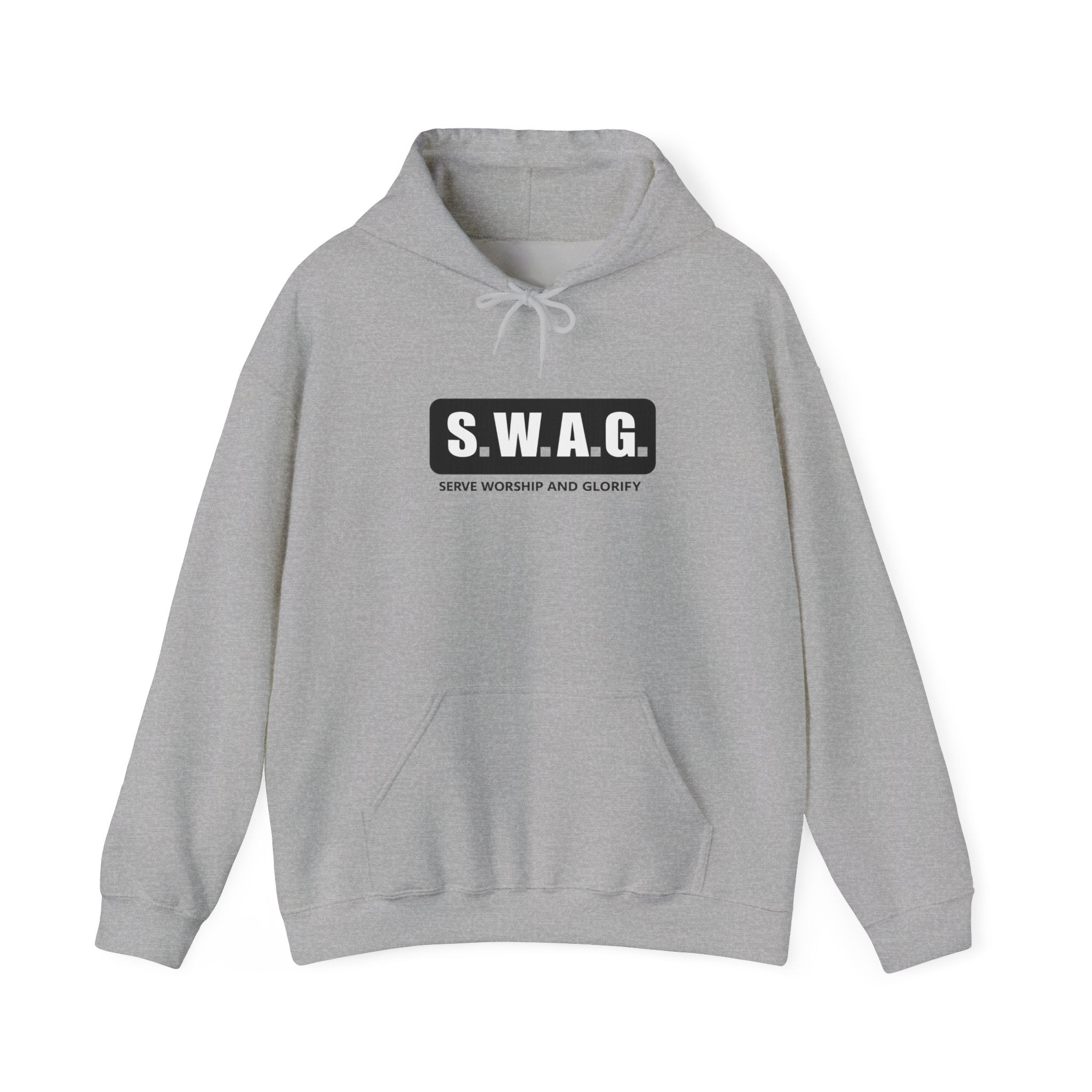Mens S.W.A.G. Hoodie — Bold Black Logo Sweatshirt (Serve, Worship & Glorify)