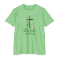 Womens Rooted in Christ Bible and Cross T-shirt | Christian Faith Tee