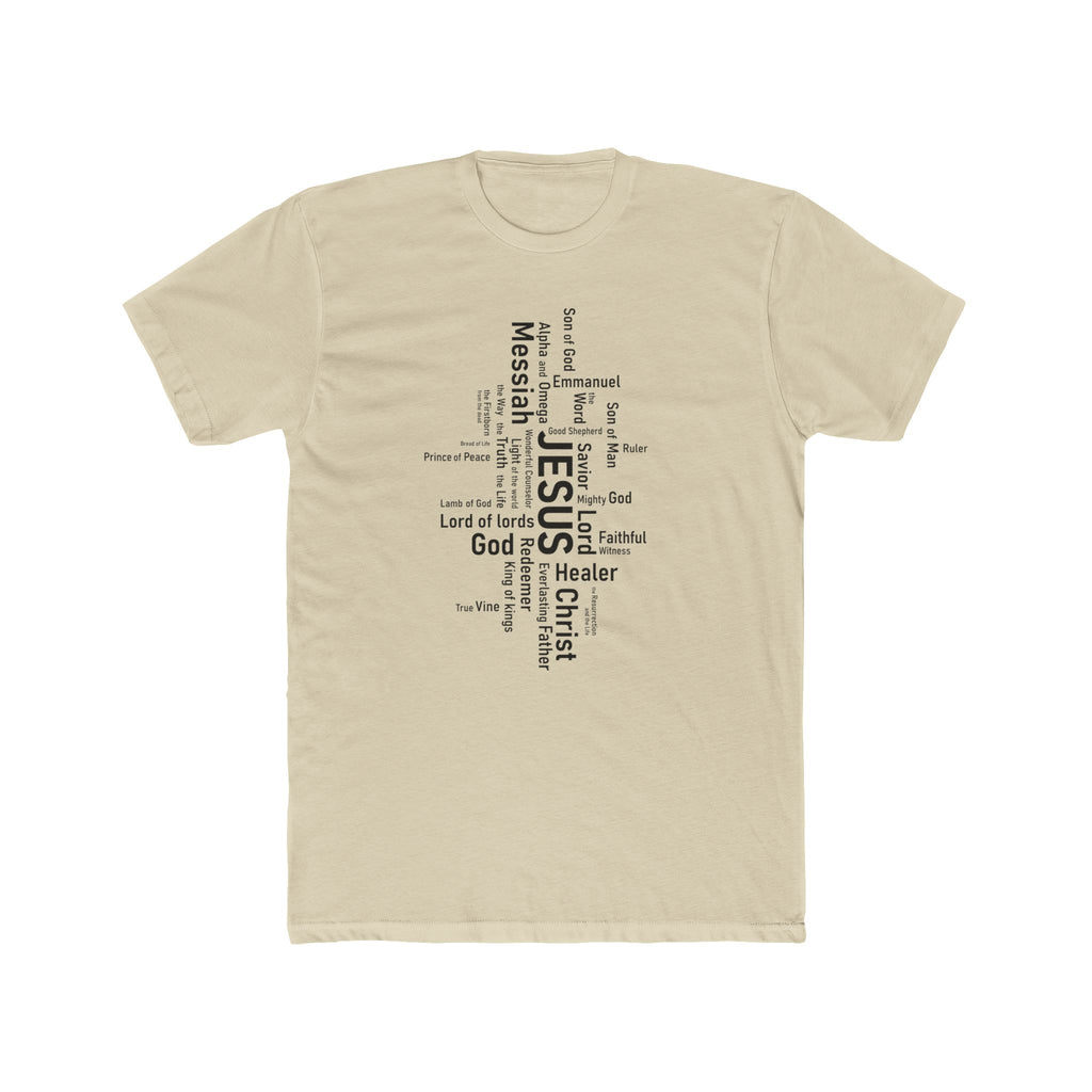 Mens Christian Jesus Word Cloud T-Shirt — Faith-Based Cross Tee