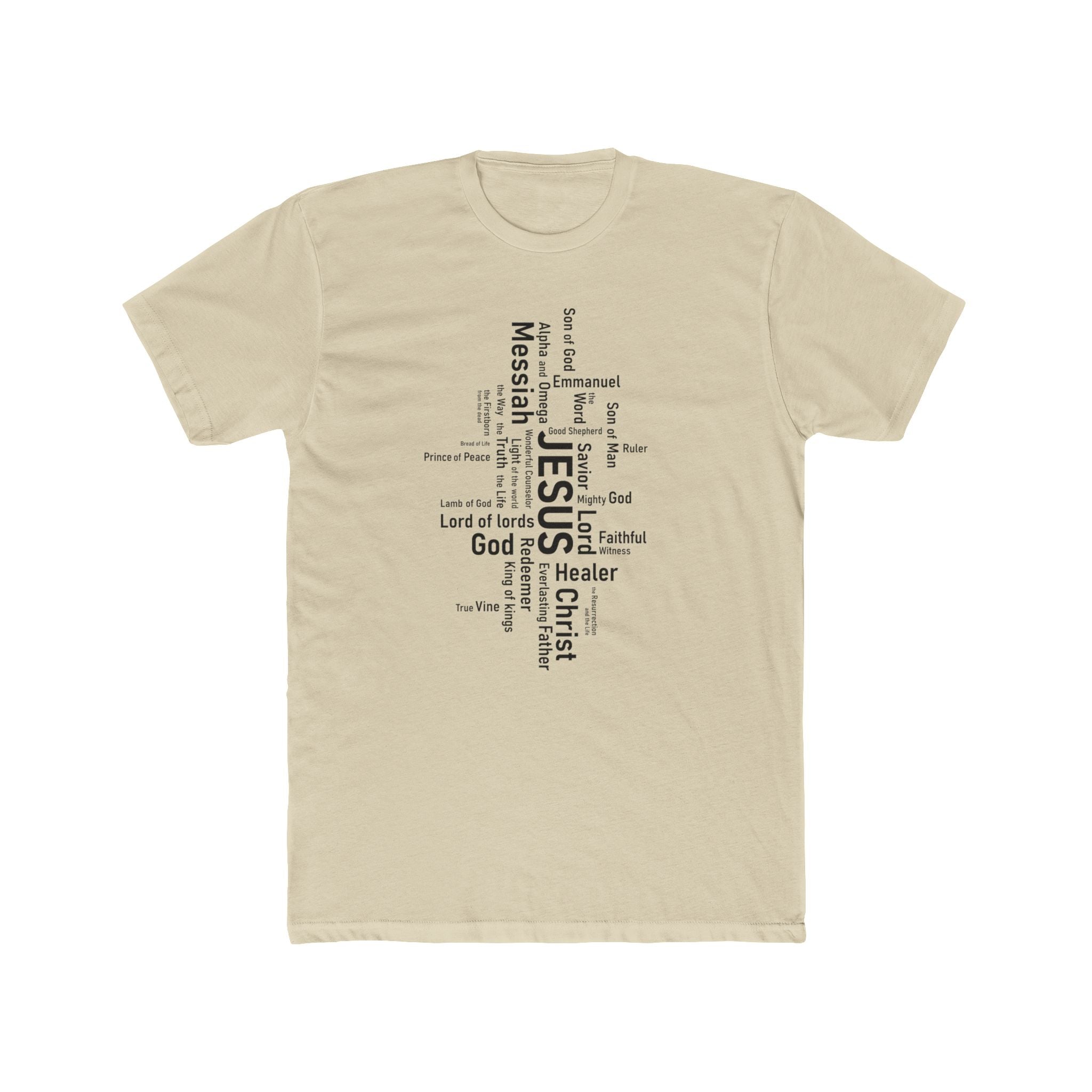 Mens Christian Jesus Word Cloud T-Shirt — Faith-Based Cross Tee