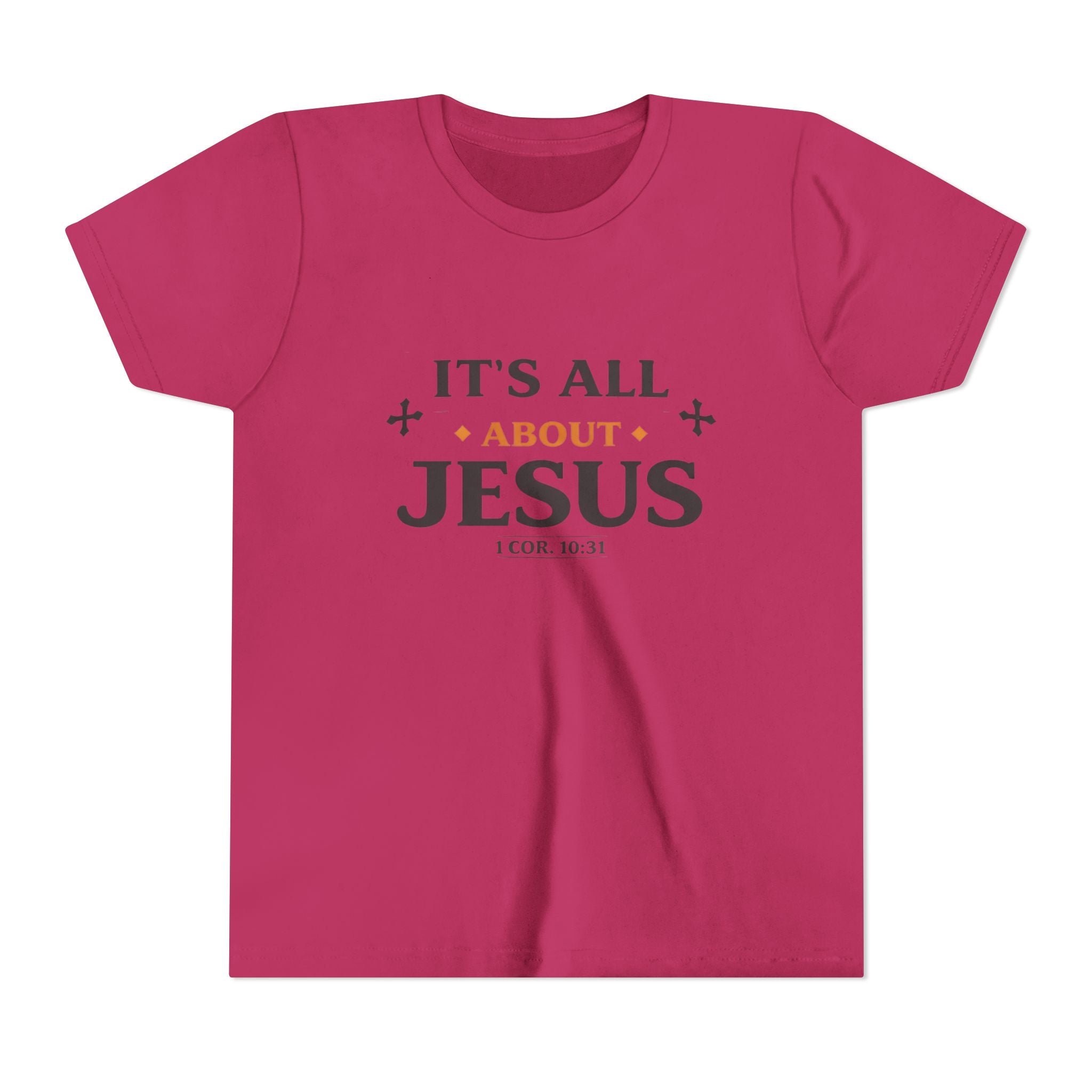 Girls Youth Tee - "It's All About Jesus" Christian Kids Shirt (1 Cor. 10:31)