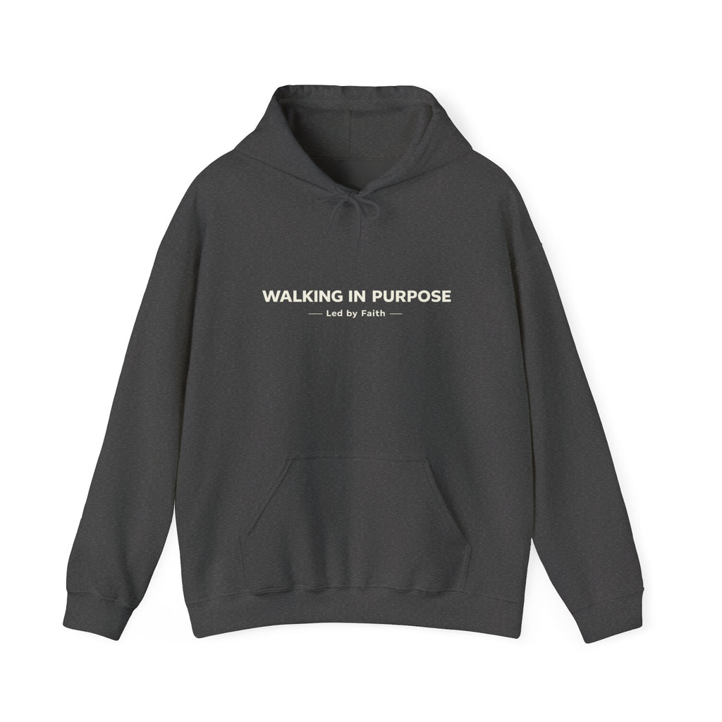 Mens "Walking in Purpose" Hoodie — Minimal Inspirational Christian Sweatshirt