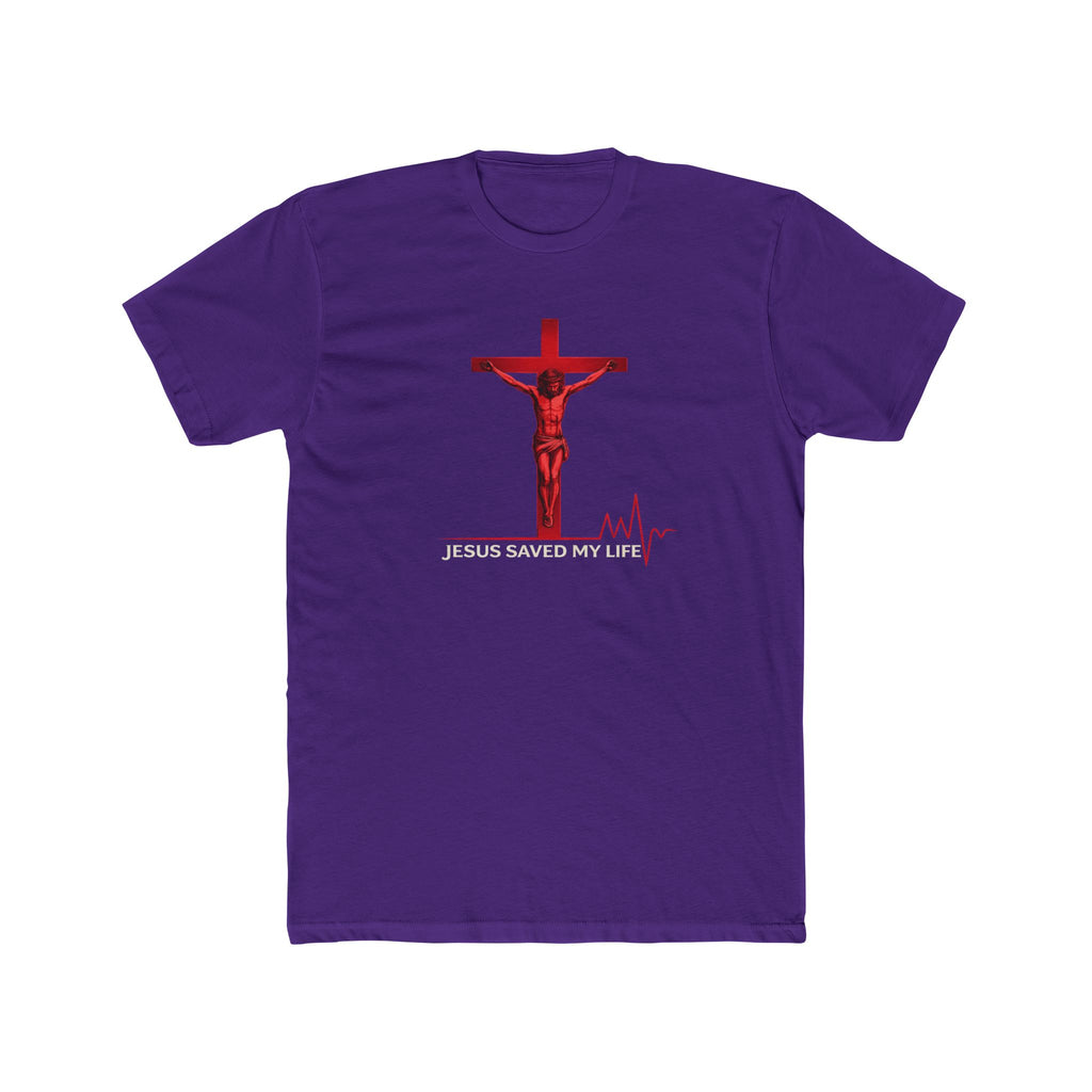 Jesus Saved My Life T-Shirt — Christian Cross Tee with Heartbeat Design
