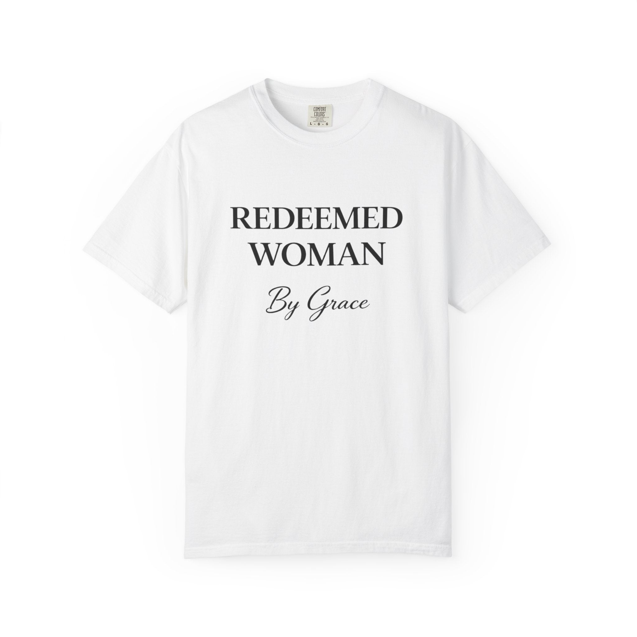 Redeemed Woman T-Shirt — "By Grace" Christian Faith Tee