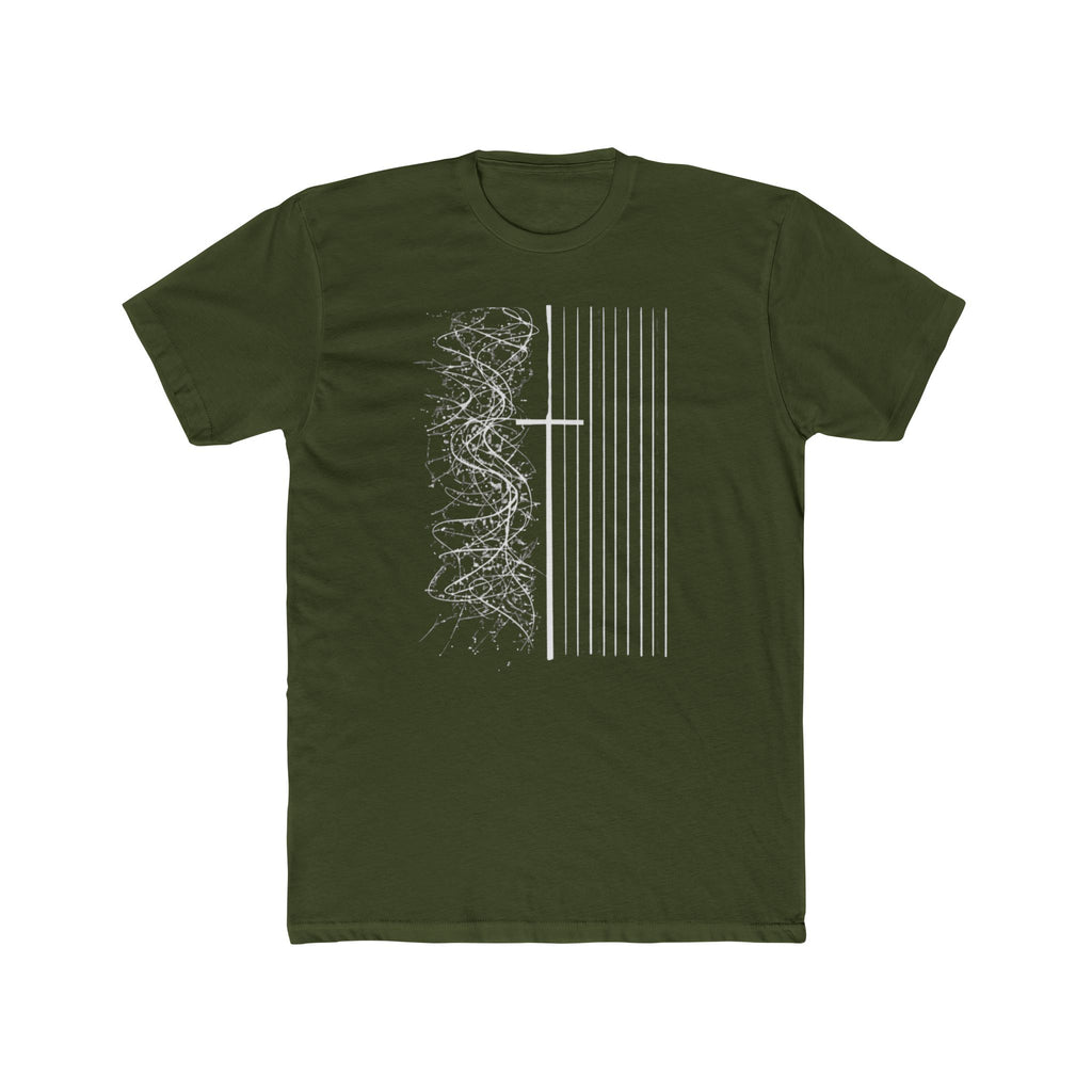 Floral Skull Flag Tee | Grunge American Flag T-Shirt, Vertical Skull & Flowers Design