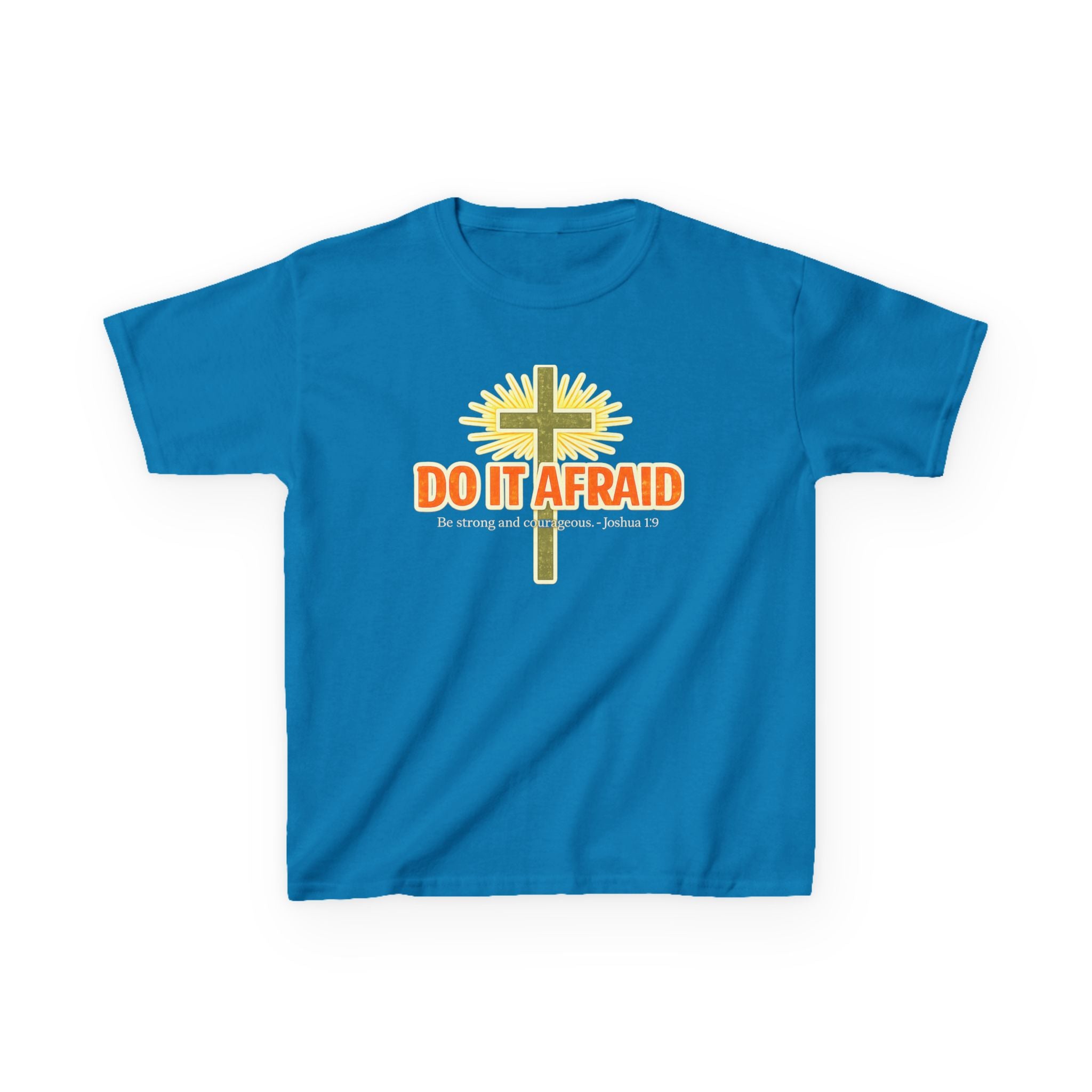 Boys Tshirt "Do It Afraid" Cross Christian Shirt (Joshua 1:9)