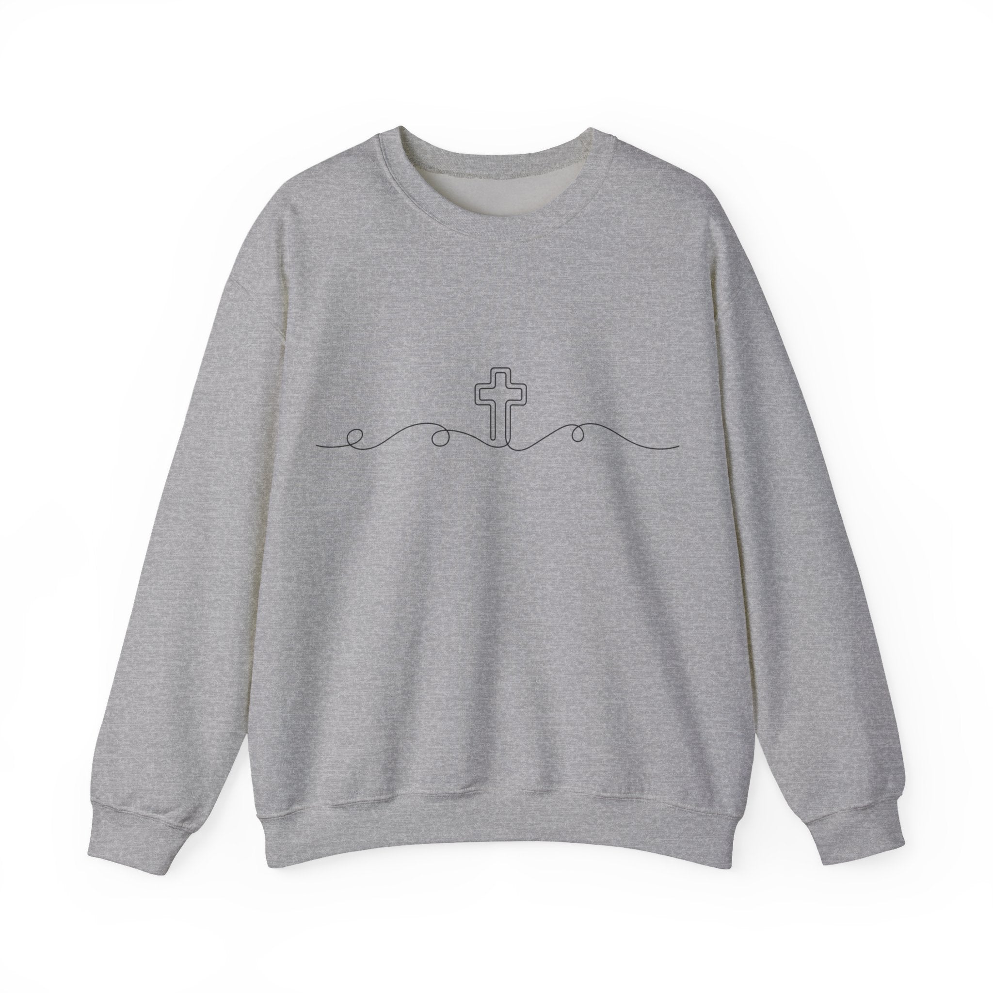 Womens Minimal Cross Line Crewneck Sweatshirt