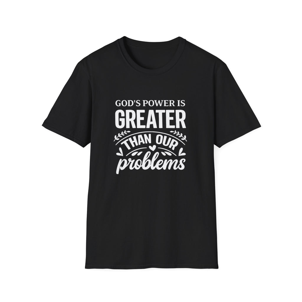 Womens Christian Faith T-Shirt — "God's Power Is Greater Than Our Problems" Inspirational Tee