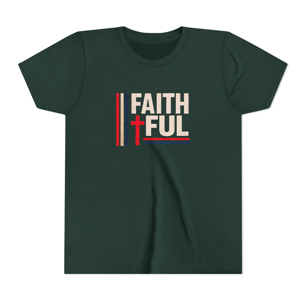 Boys Faithful Youth Tee — Christian Kids Shirt with Cross Graphic
