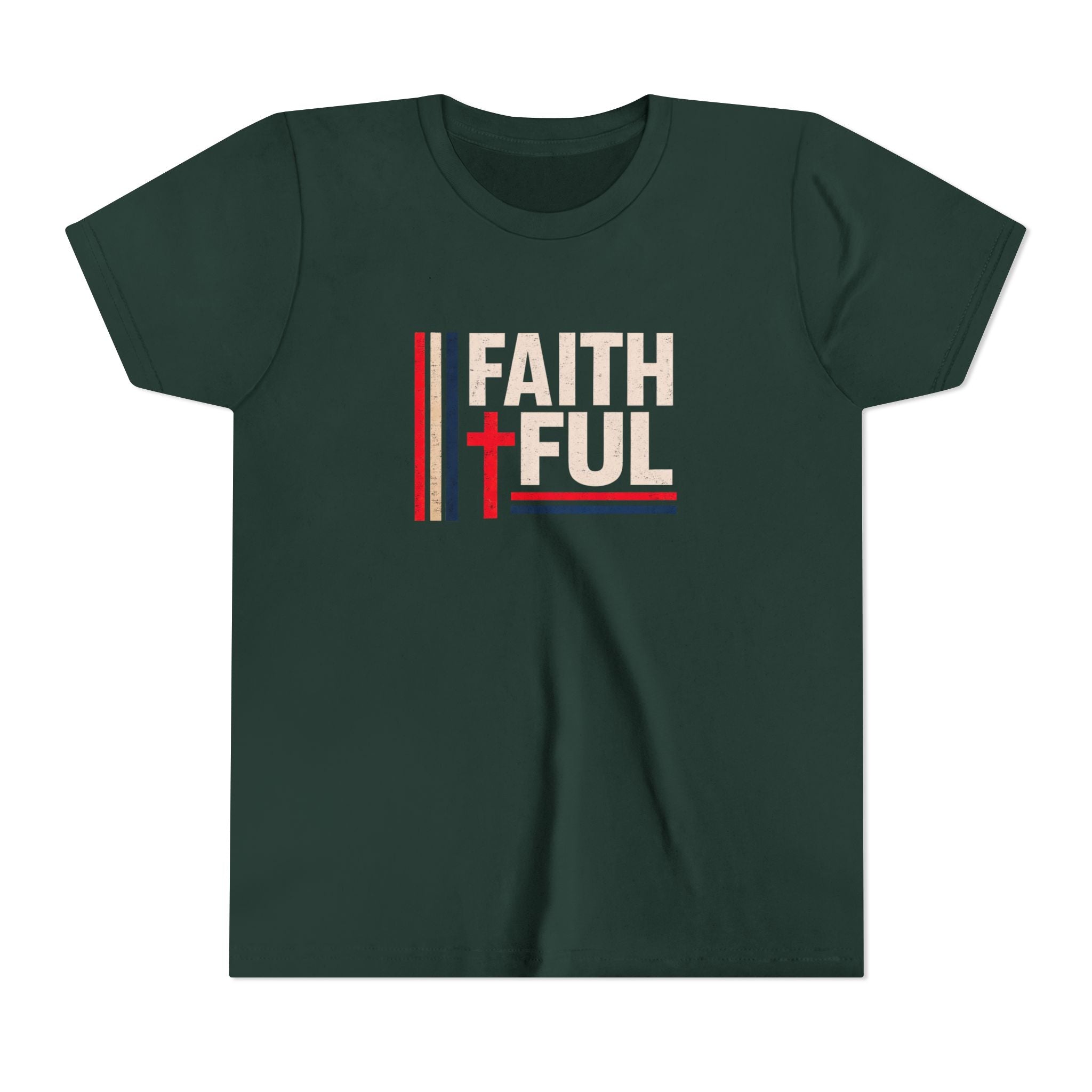 Boys Faithful Youth Tee — Christian Kids Shirt with Cross Graphic