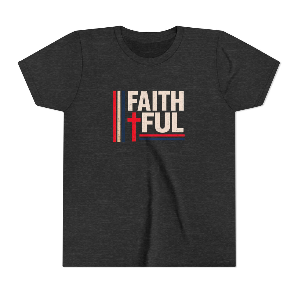 Boys Faithful Youth Tee — Christian Kids Shirt with Cross Graphic