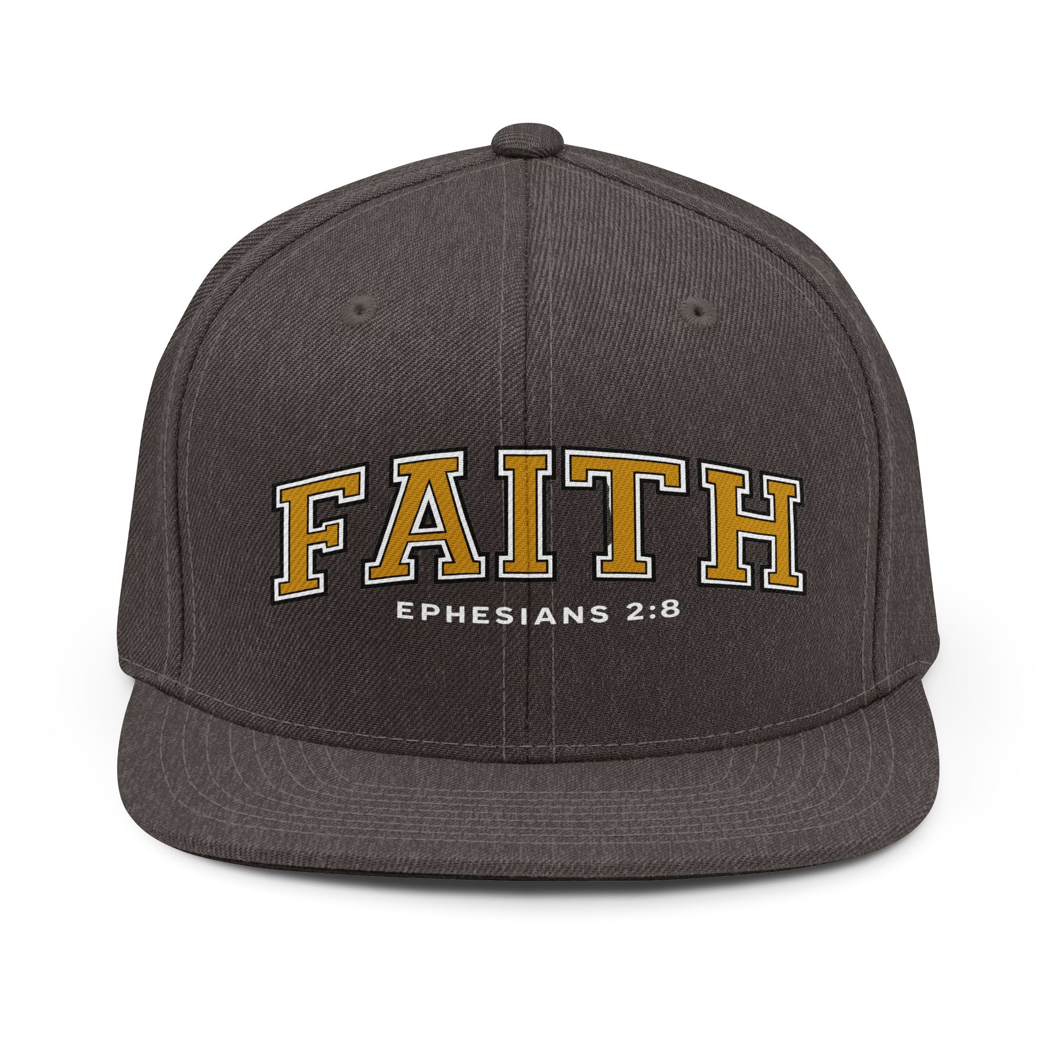 Faith Snapback Hat — Ephesians 2:8 Embroidered Christian Cap